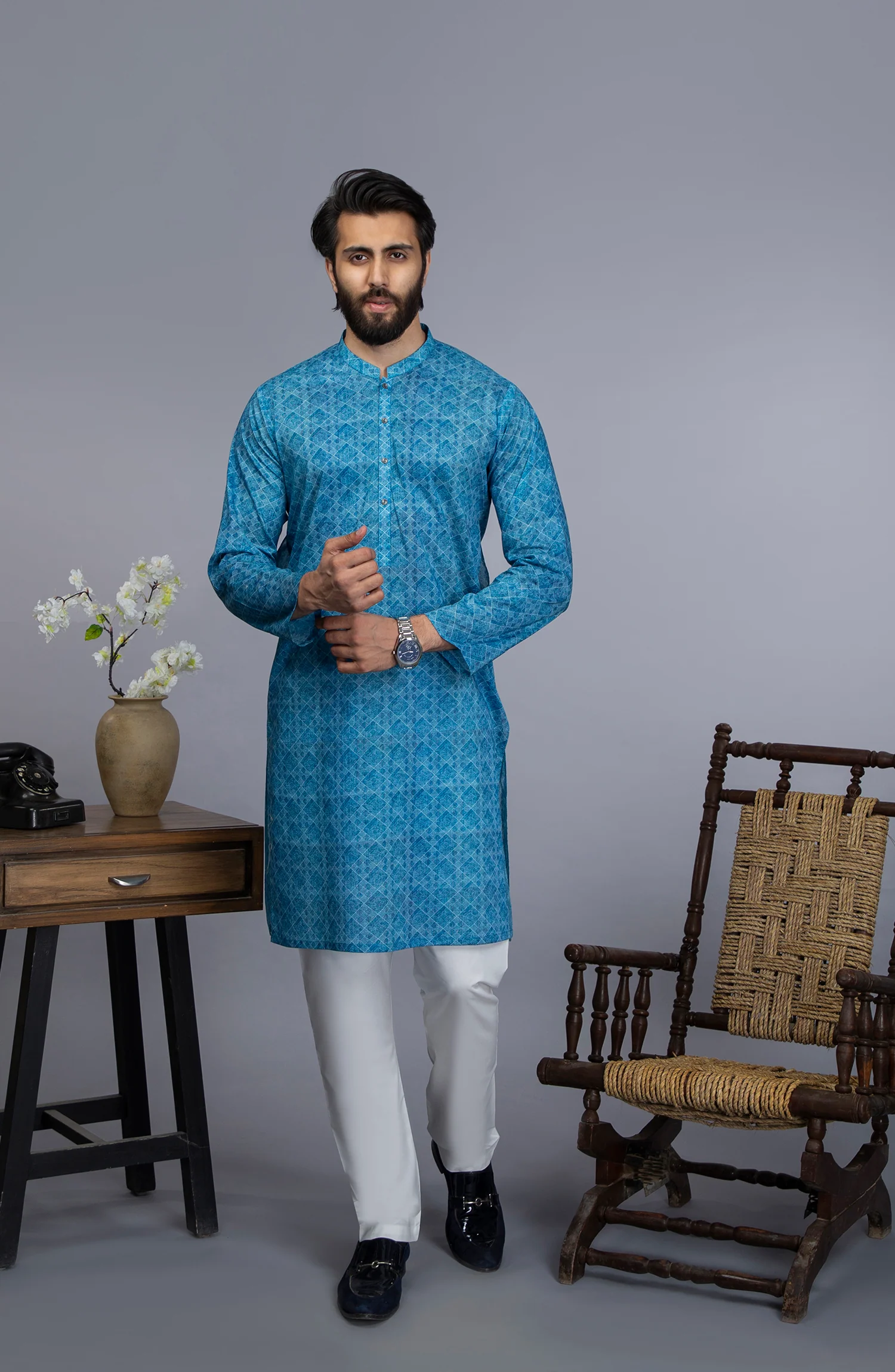 MEN KURTA CASUAL SKY BLUE