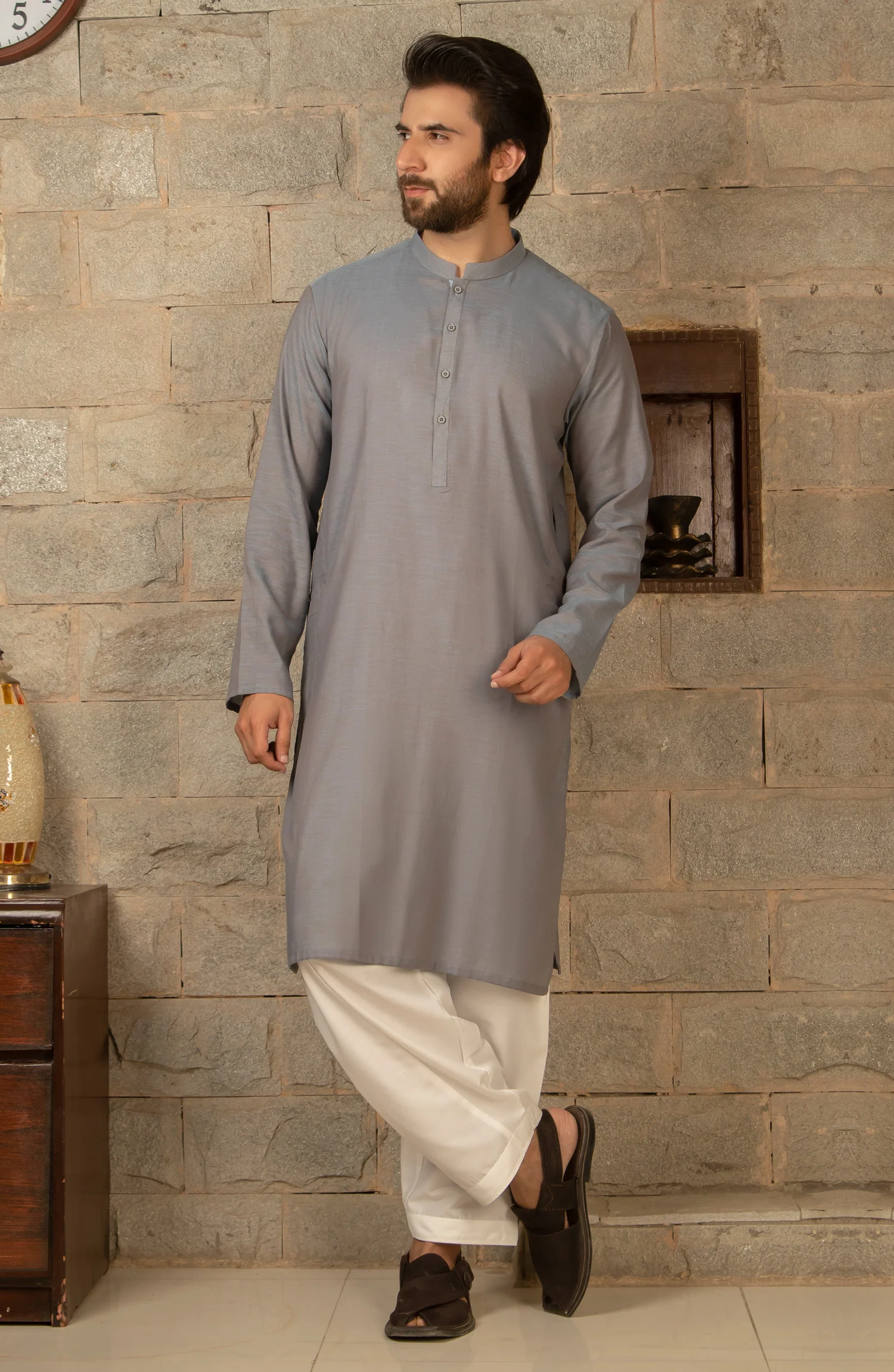 MEN KURTA PLAIN BLUE - Image 3