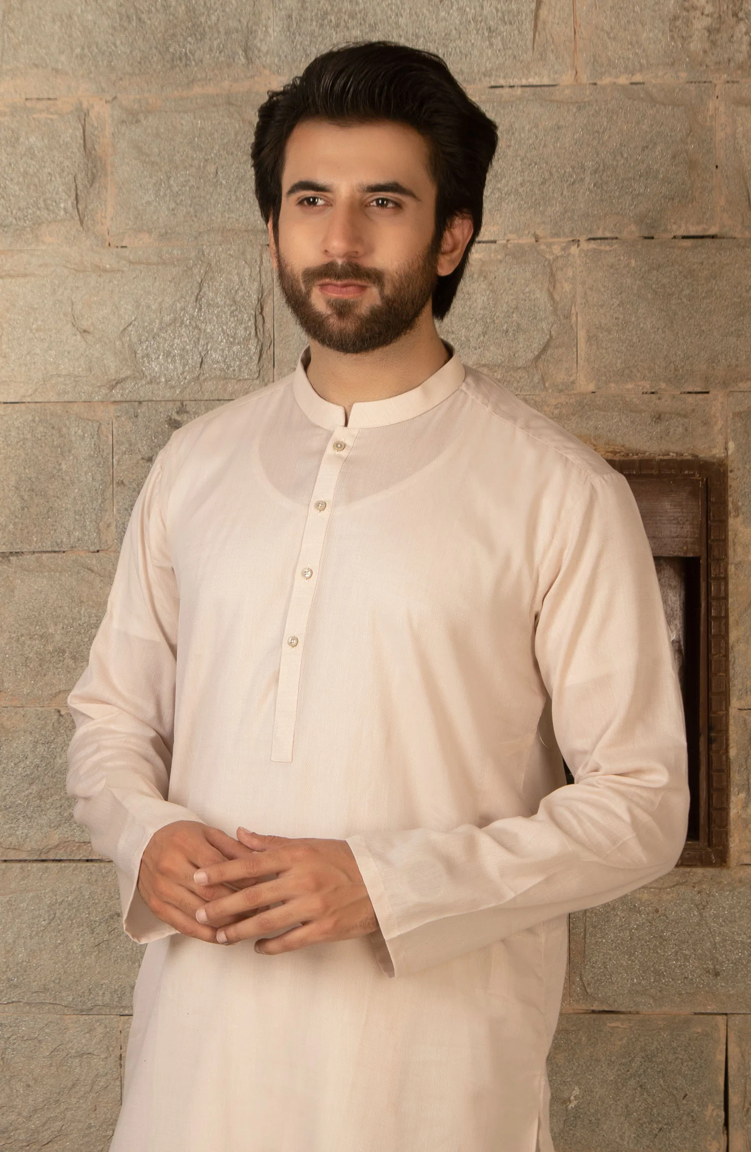 MEN KURTA PLAIN PEACH - Image 2