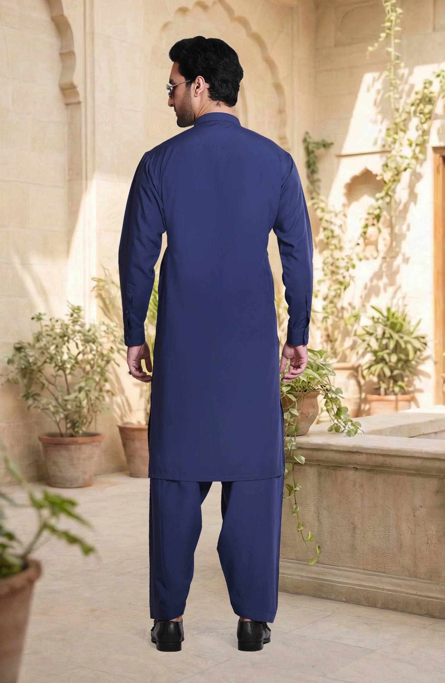 MIDNIGHT BLUE BLENDED KAMEEZ SHALWAR - Image 4