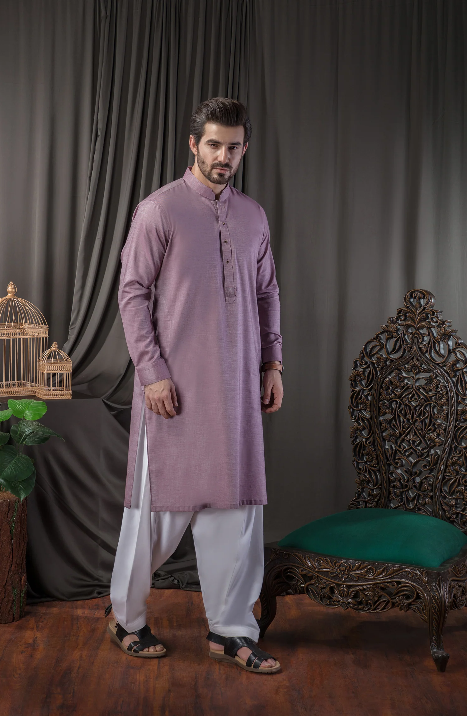 MEN KURTA CASUAL MAROON - Image 3