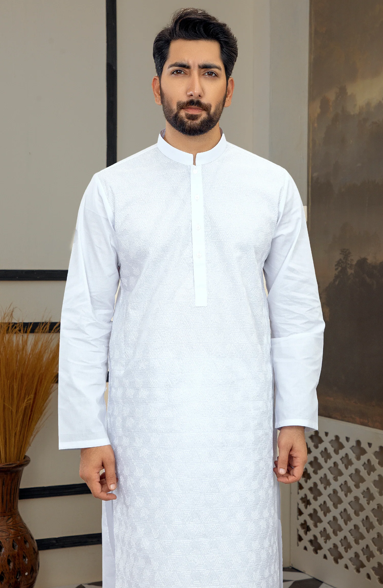 MEN KURTA FORMAL WHITE - Image 2