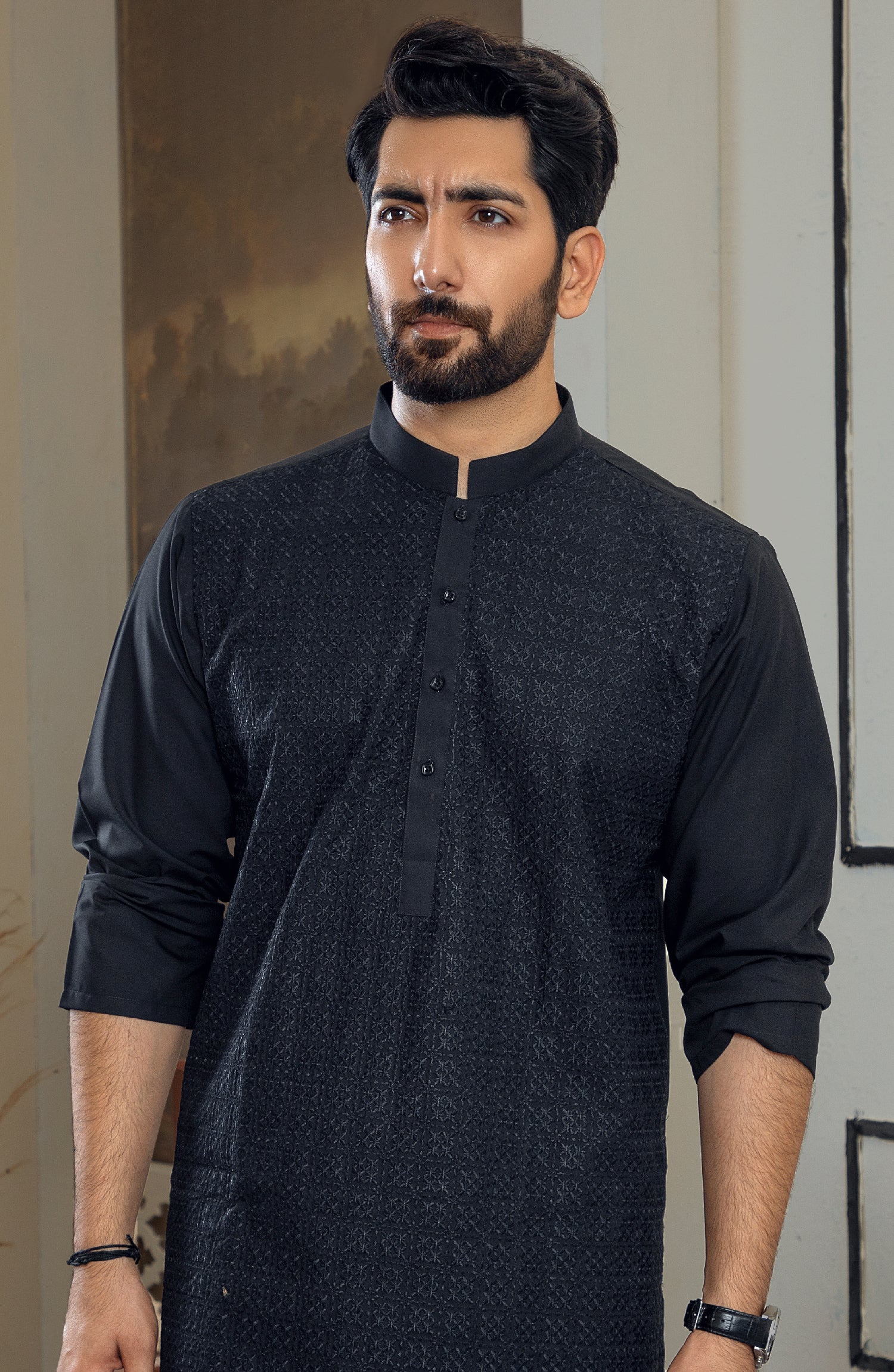 MEN KURTA FORMAL BLACK - Image 2