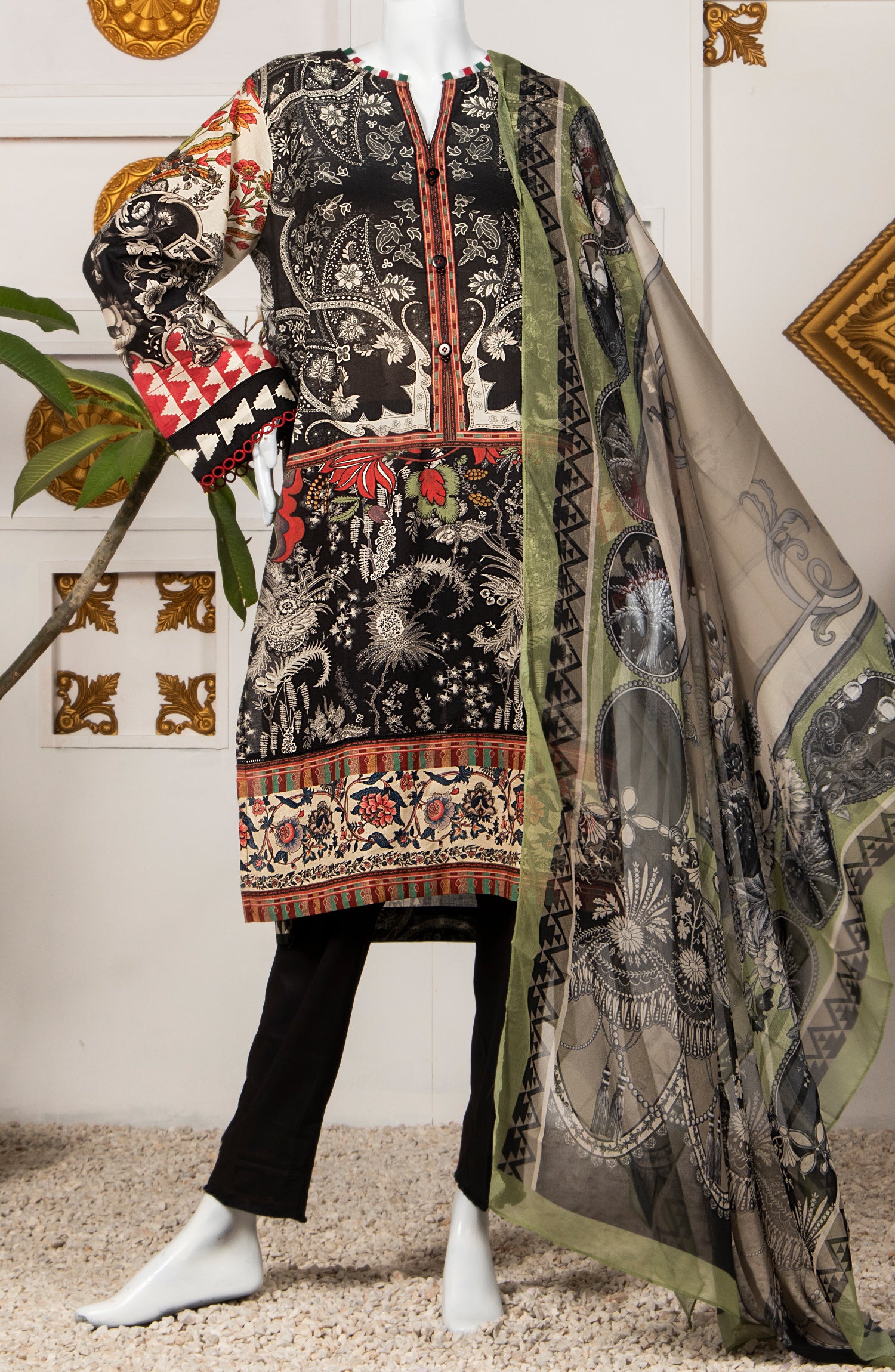 MODERN CHINTZ LAWN PRINTED 3PC SUIT STITCHED - Image 2