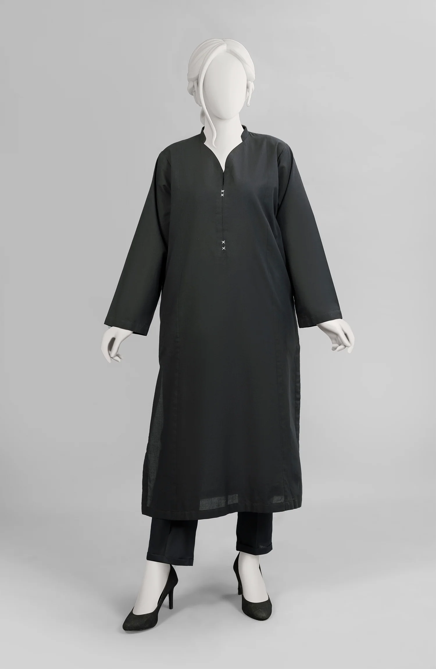 MONOCHROME'23 BLACK DAHLIA CAMBRIC 1PC KURTI