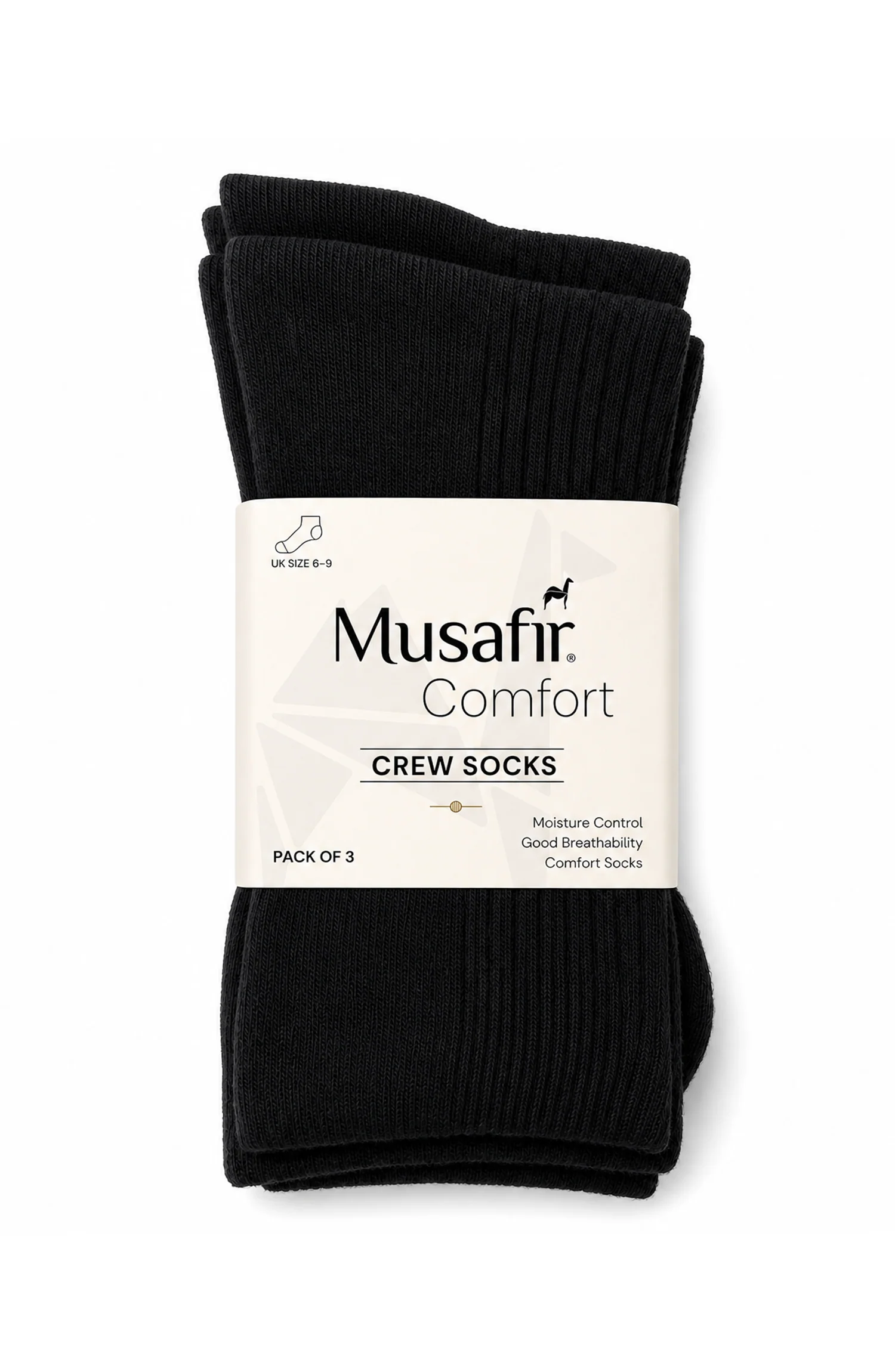 MUSAFIR COMFORT CREW SOCKS (PACK OF 3) - Image 4