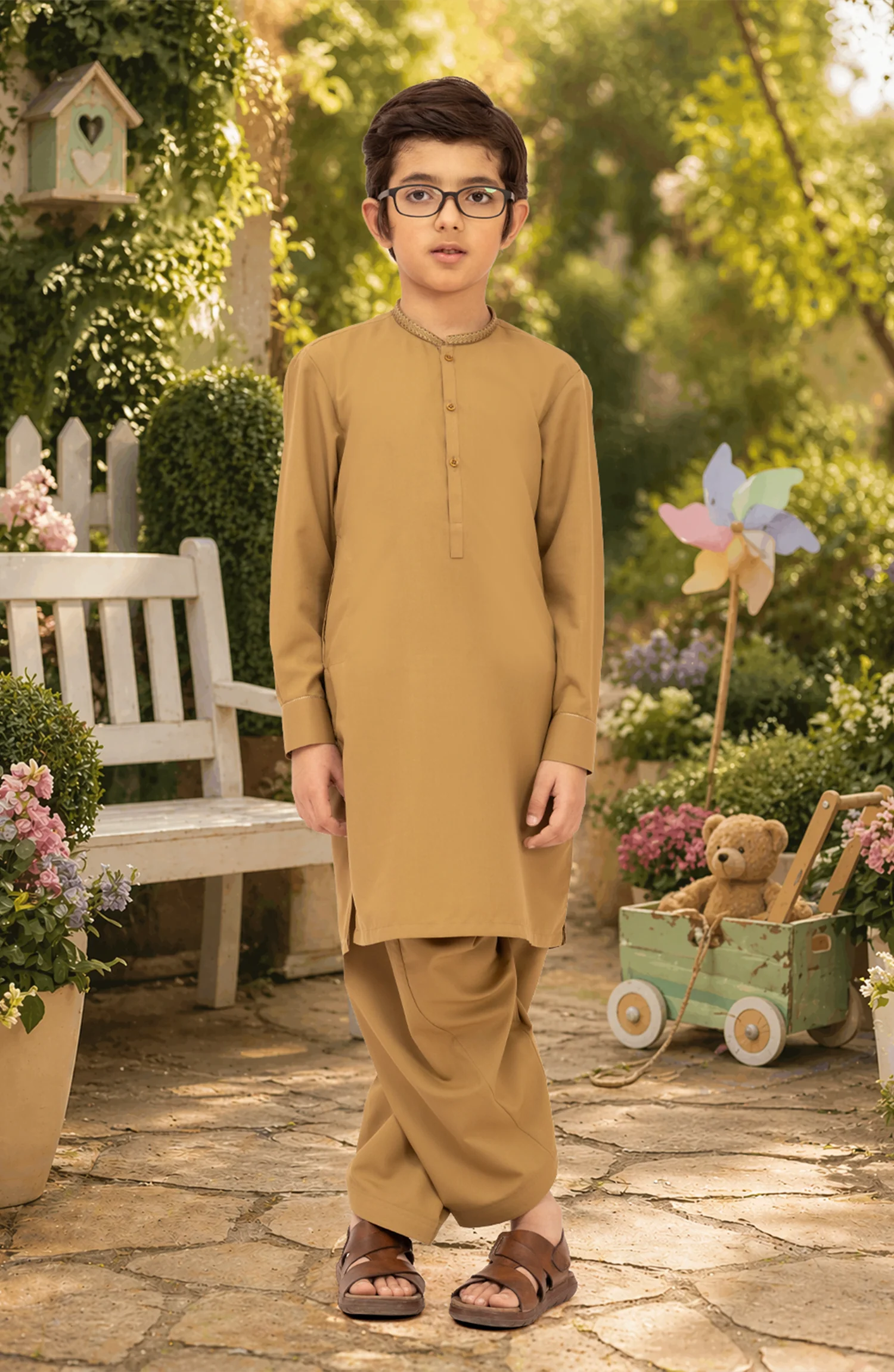 MUSTARD EMBROIDERED BLENDED KAMEEZ SHALWAR