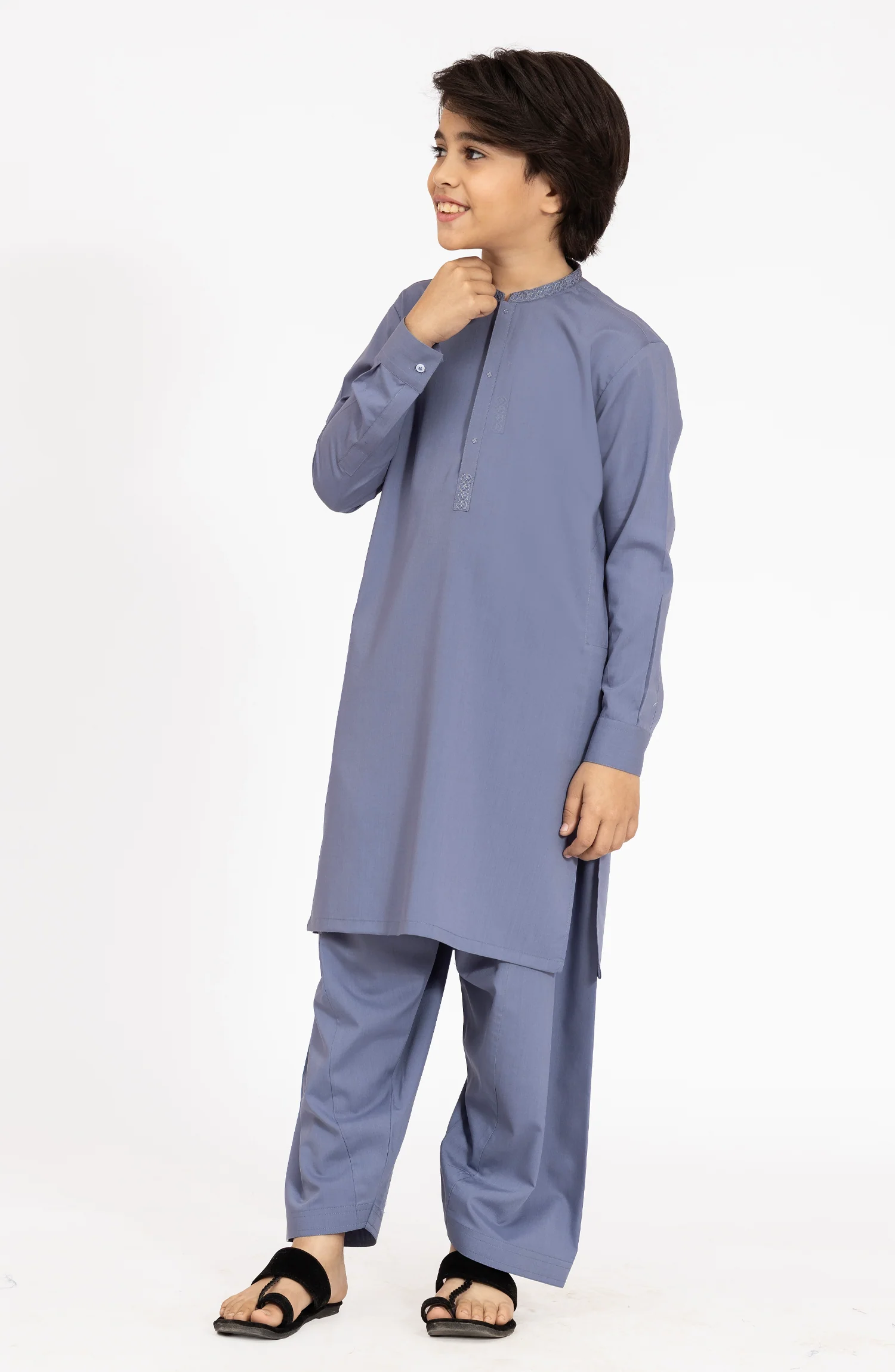 MUTED-PURPLE BLENDED EMBROIDERED KAMEEZ SHALWAR - Image 5