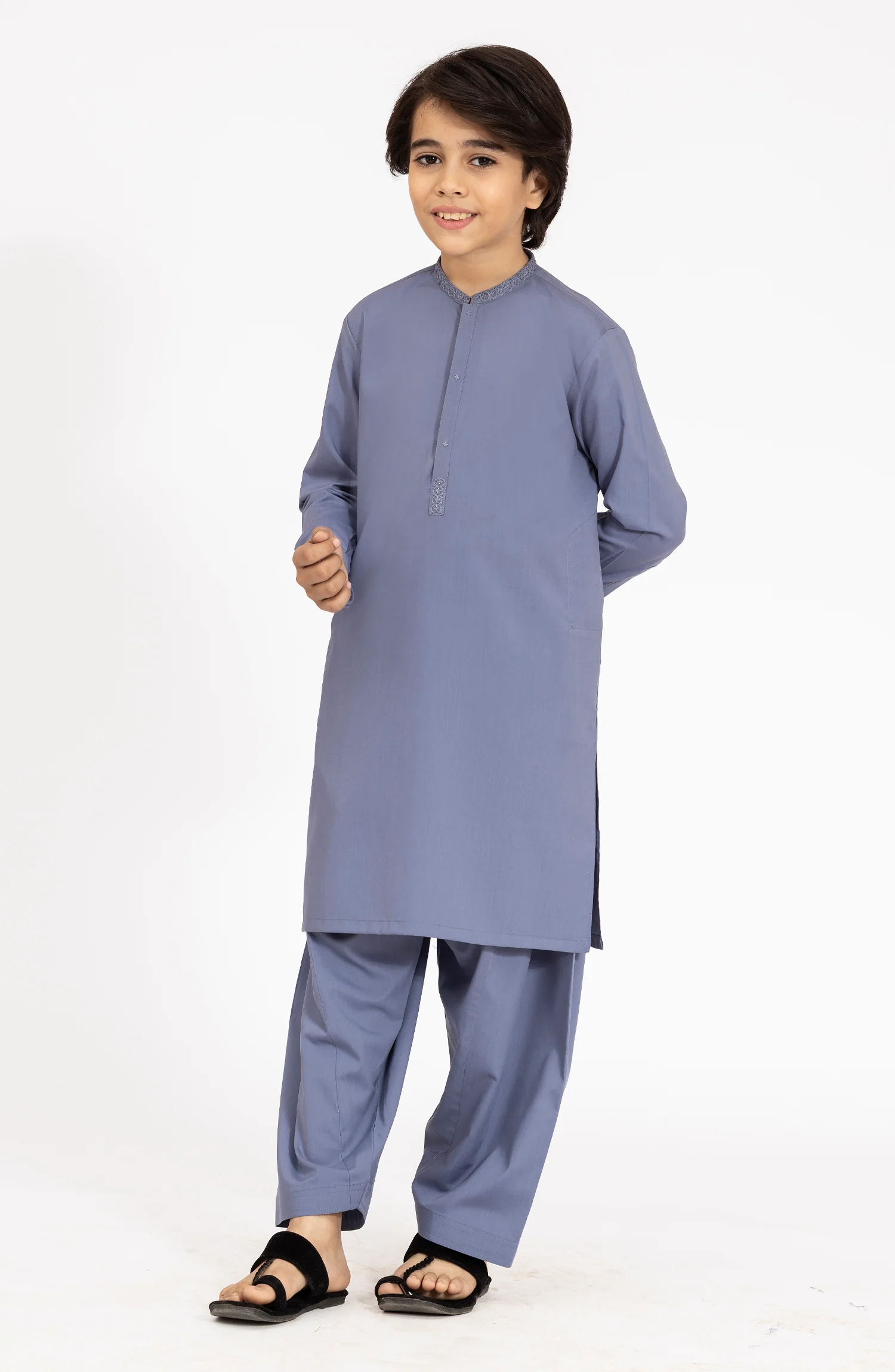 MUTED-PURPLE BLENDED EMBROIDERED KAMEEZ SHALWAR - Image 7