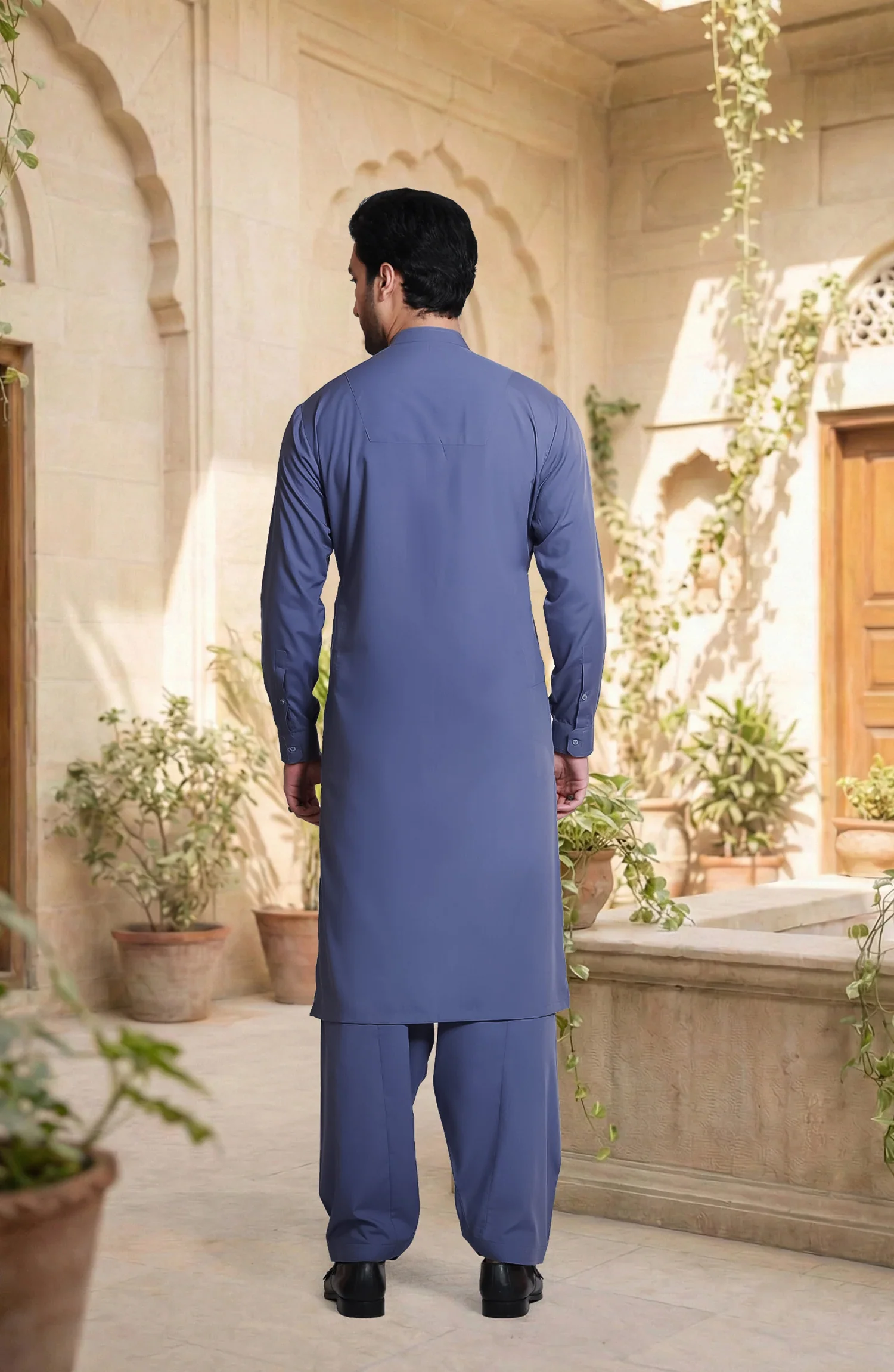 MUTED-PURPLE BLENDED KAMEEZ SHALWAR - Image 4