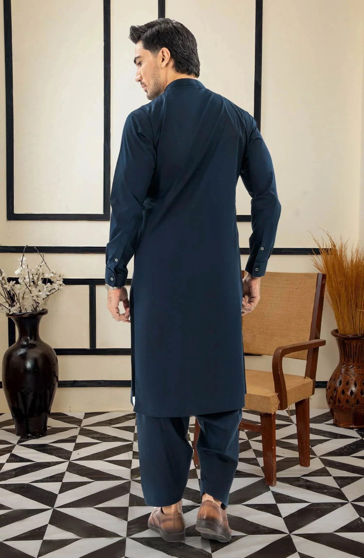 NAVY 100% COTTON KAMEEZ SHALWAR - Image 4