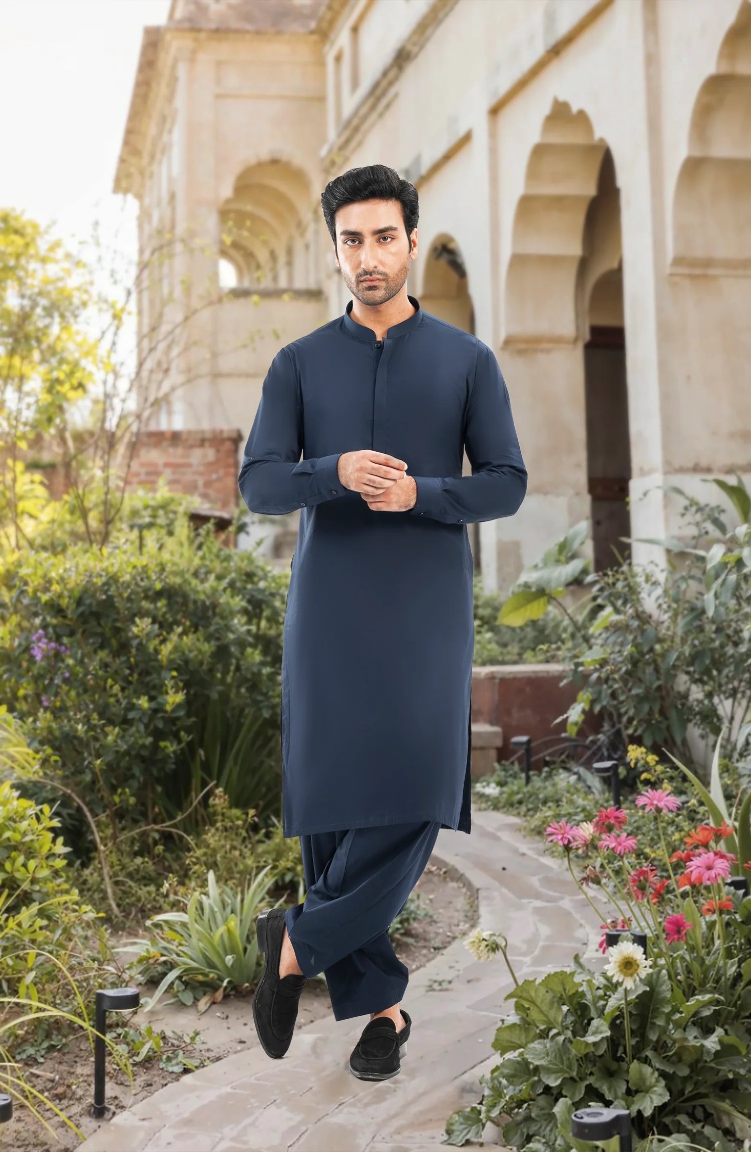NAVY 100% COTTON KAMEEZ SHALWAR