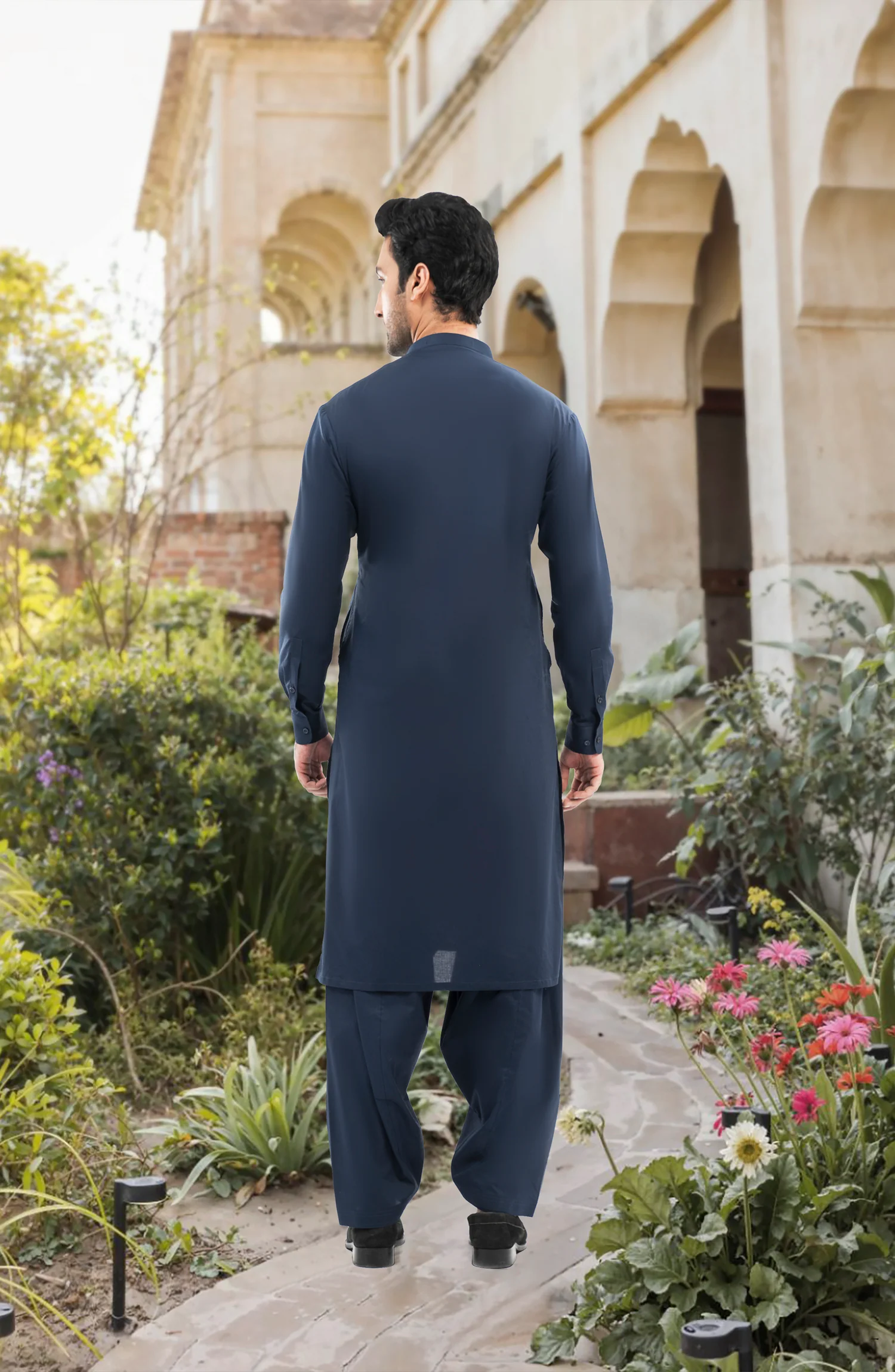 NAVY 100% COTTON KAMEEZ SHALWAR - Image 4