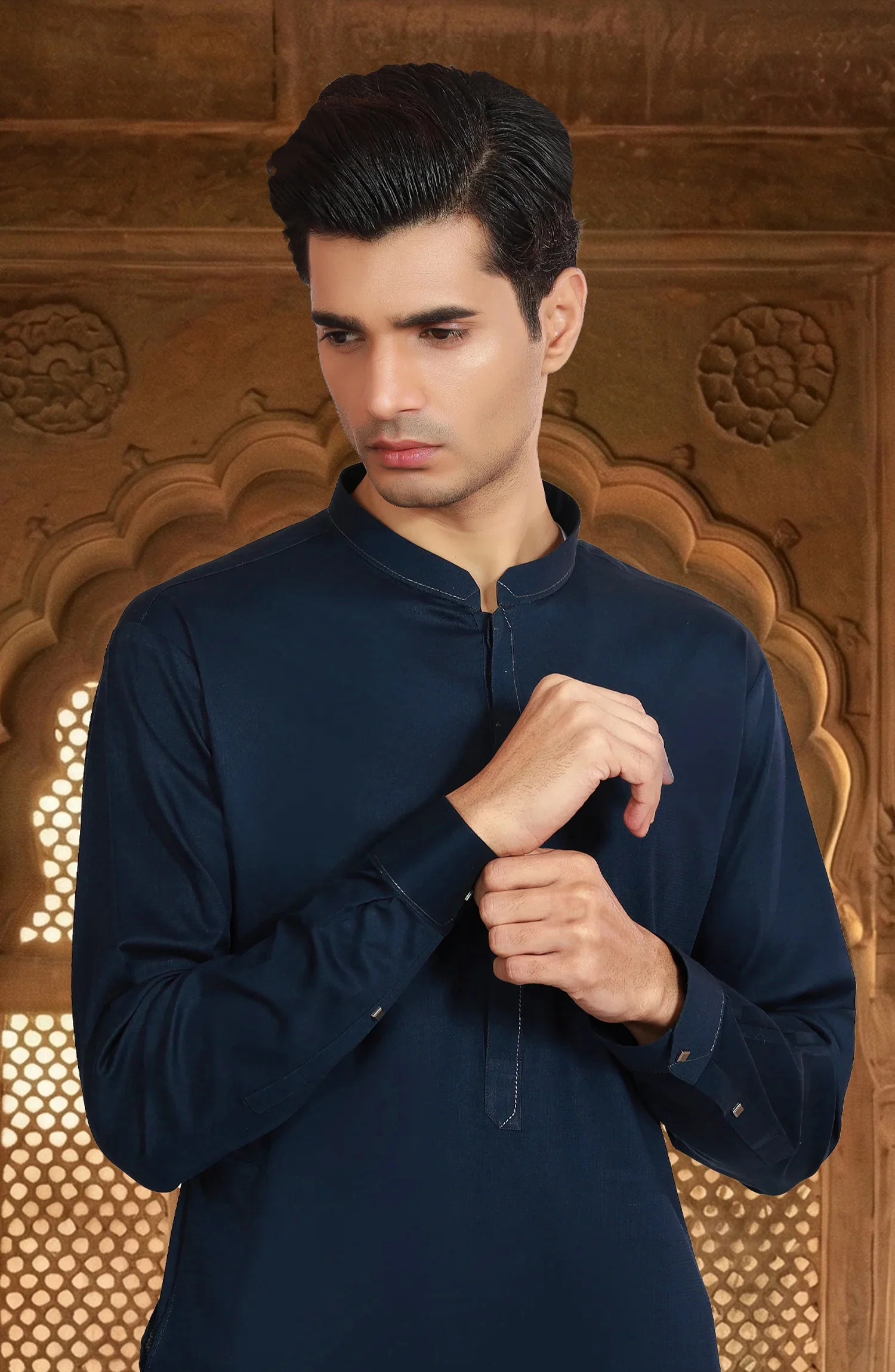 NAVY 100% COTTON KAMEEZ SHALWAR - Image 2