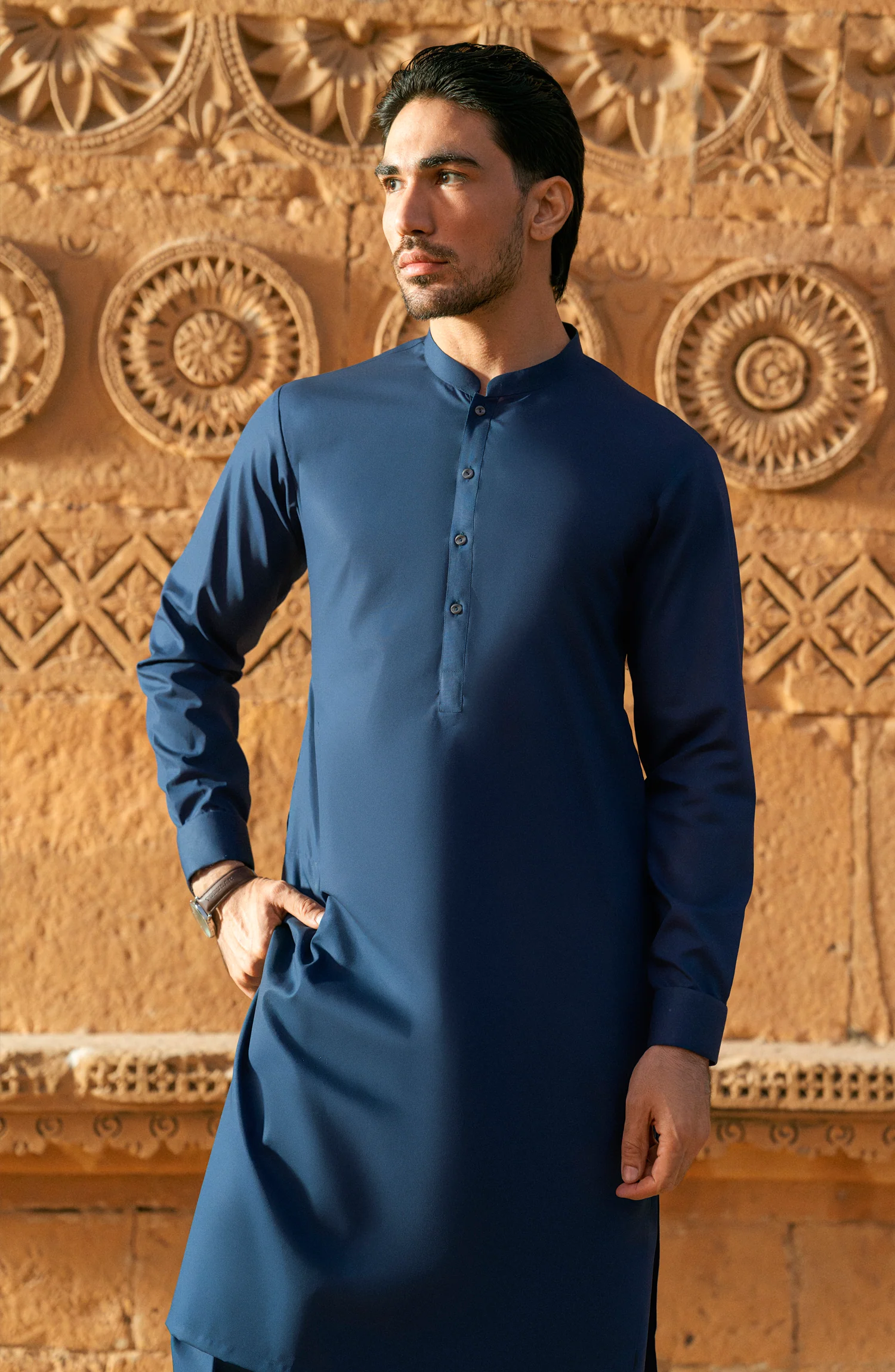 NAVY 100% COTTON KAMEEZ SHALWAR - Image 2