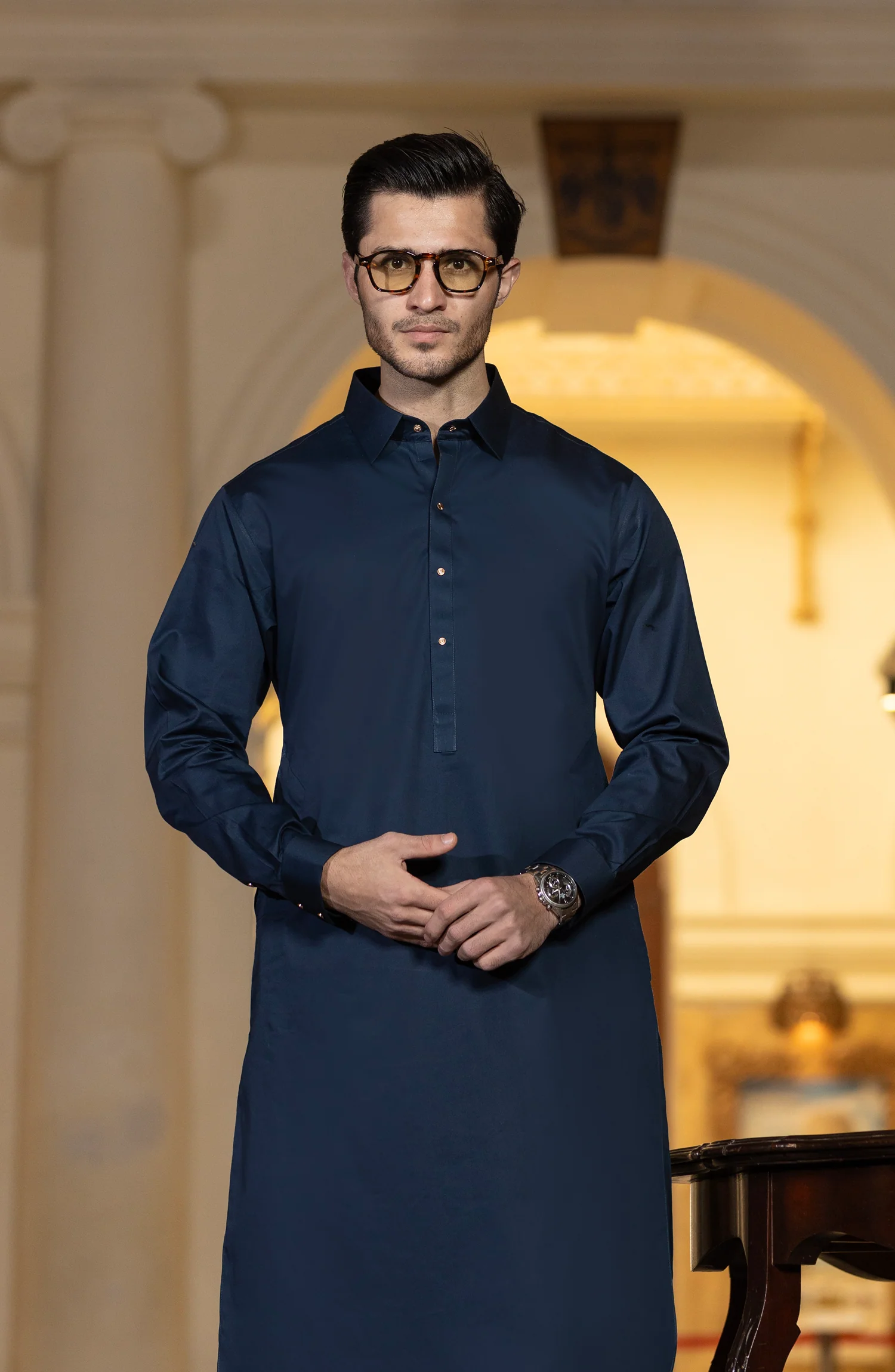 NAVY 100% COTTON KAMEEZ SHALWAR - Image 2