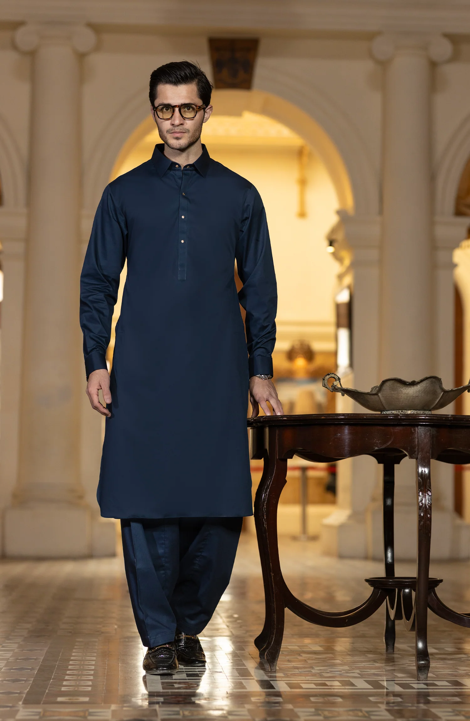 NAVY 100% COTTON KAMEEZ SHALWAR - Image 6