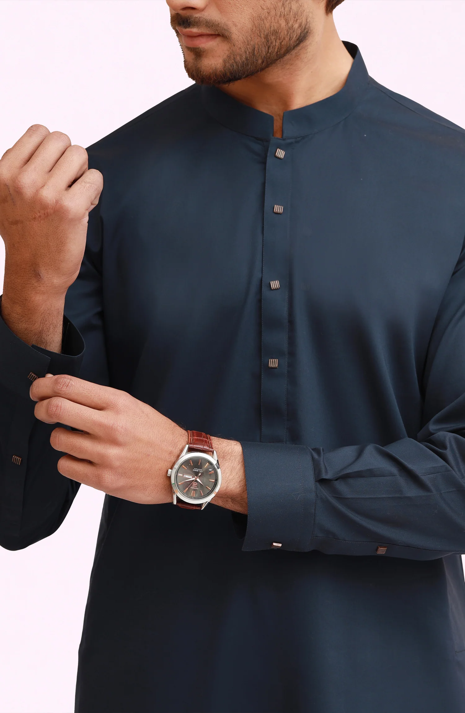 NAVY 100% COTTON KAMEEZ SHALWAR - Image 2