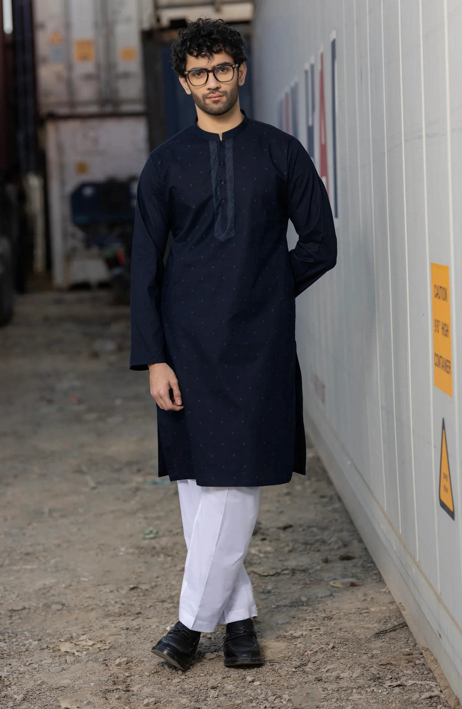 NAVY 100% COTTON PRINTED KURTA
