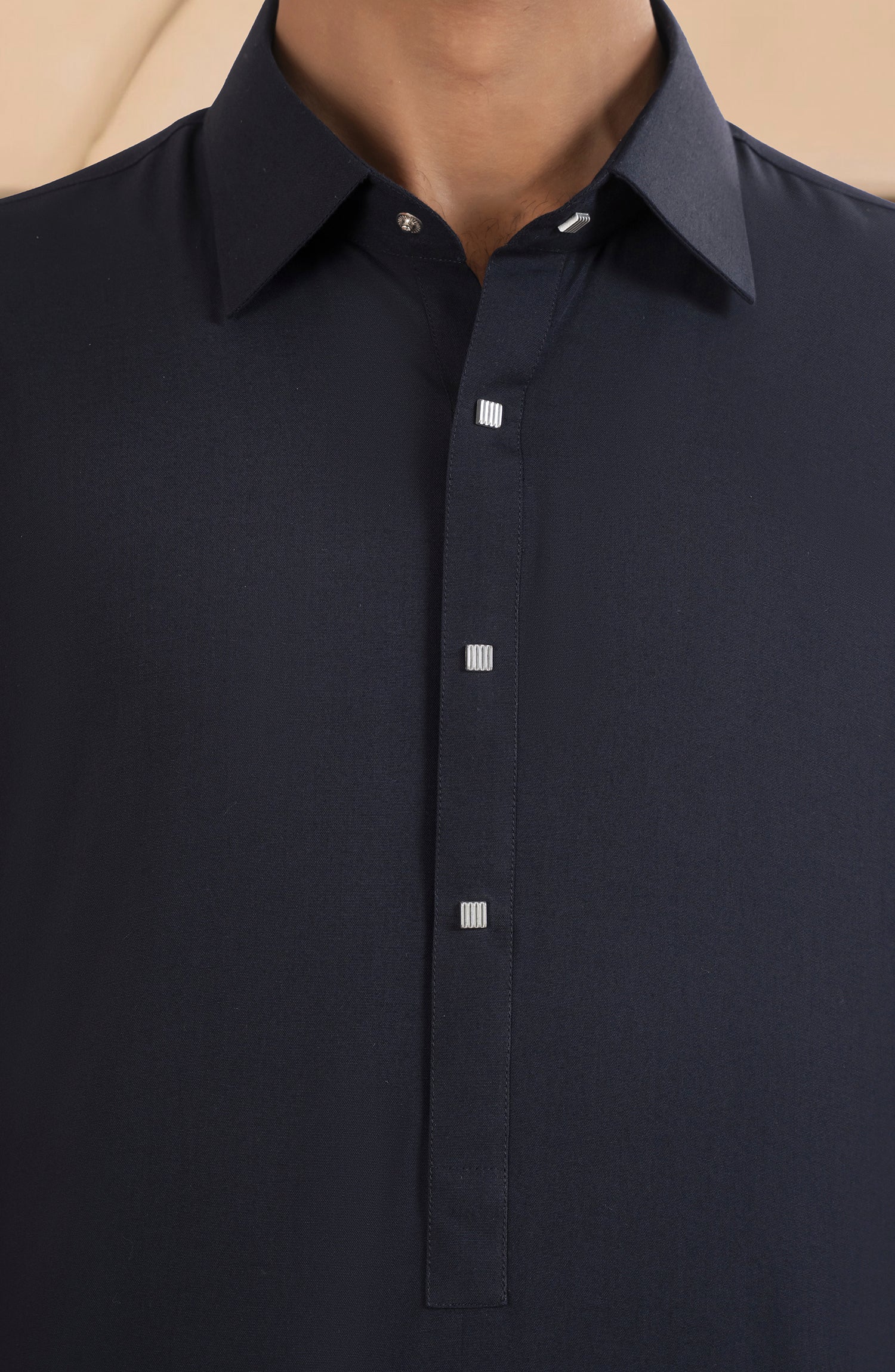 NAVY BLENDED KAMEEZ SHALWAR - Image 2
