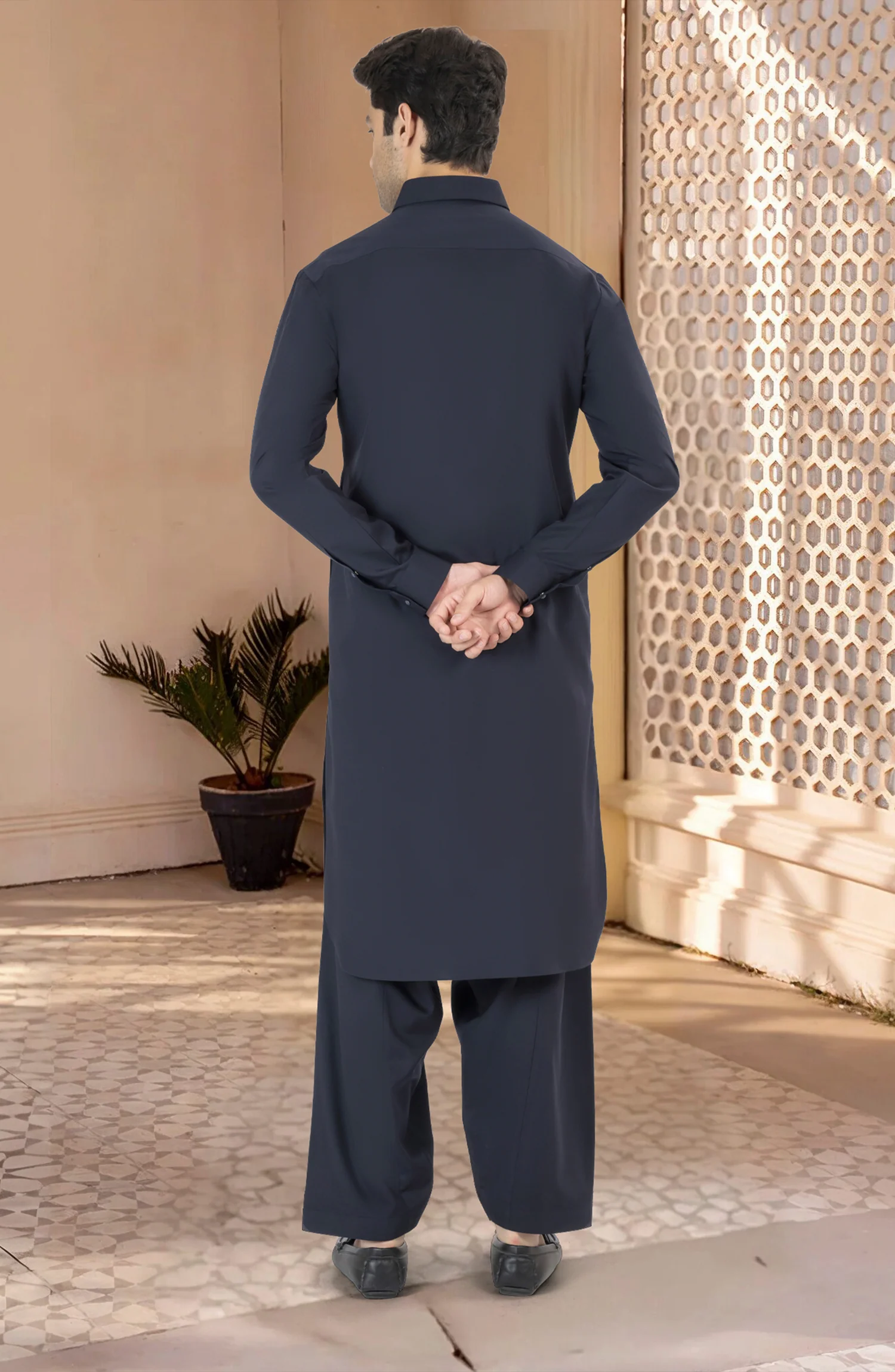 NAVY BLENDED KAMEEZ SHALWAR - Image 6