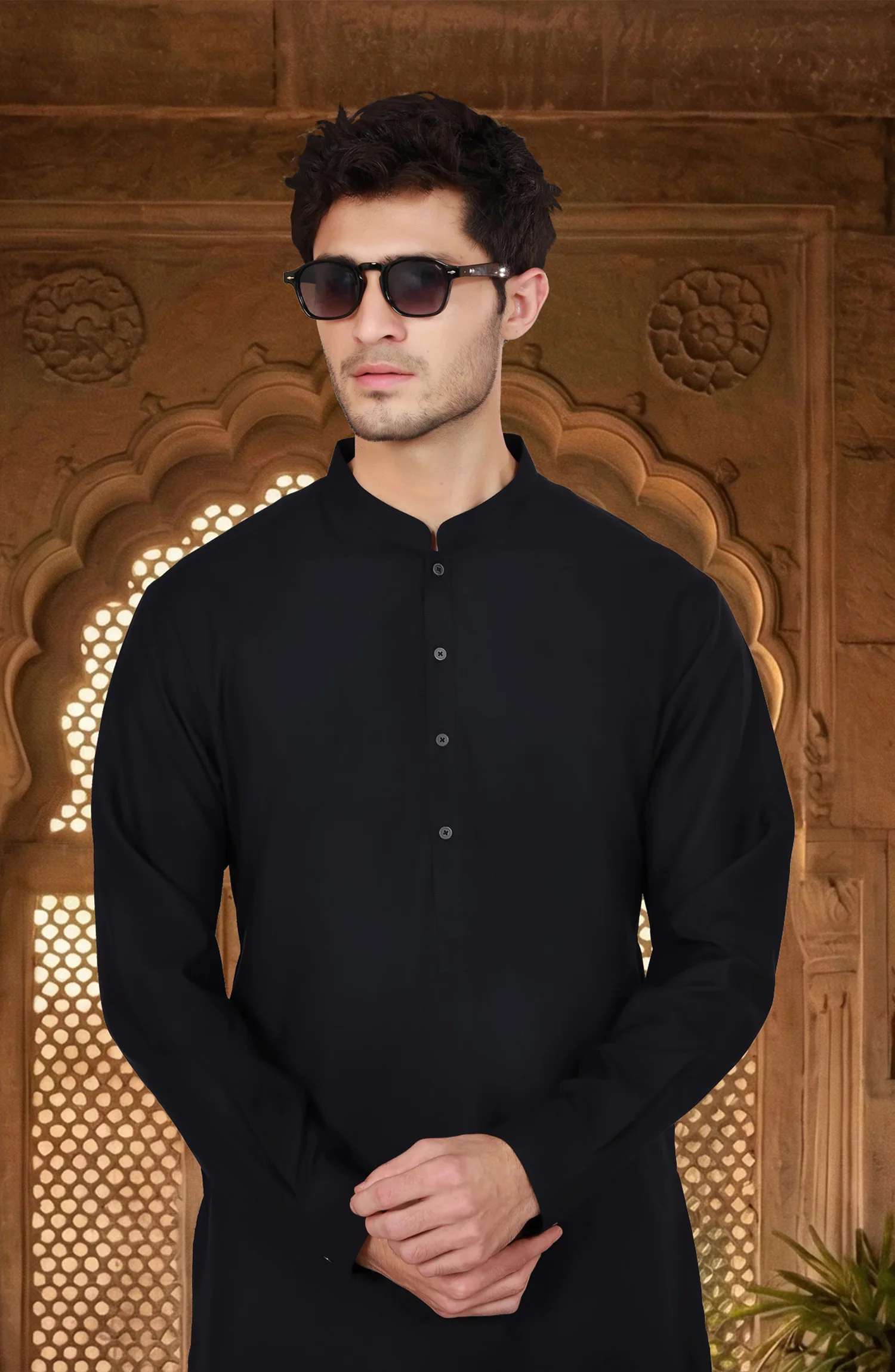 NAVY BLENDED KAMEEZ SHALWAR - Image 2