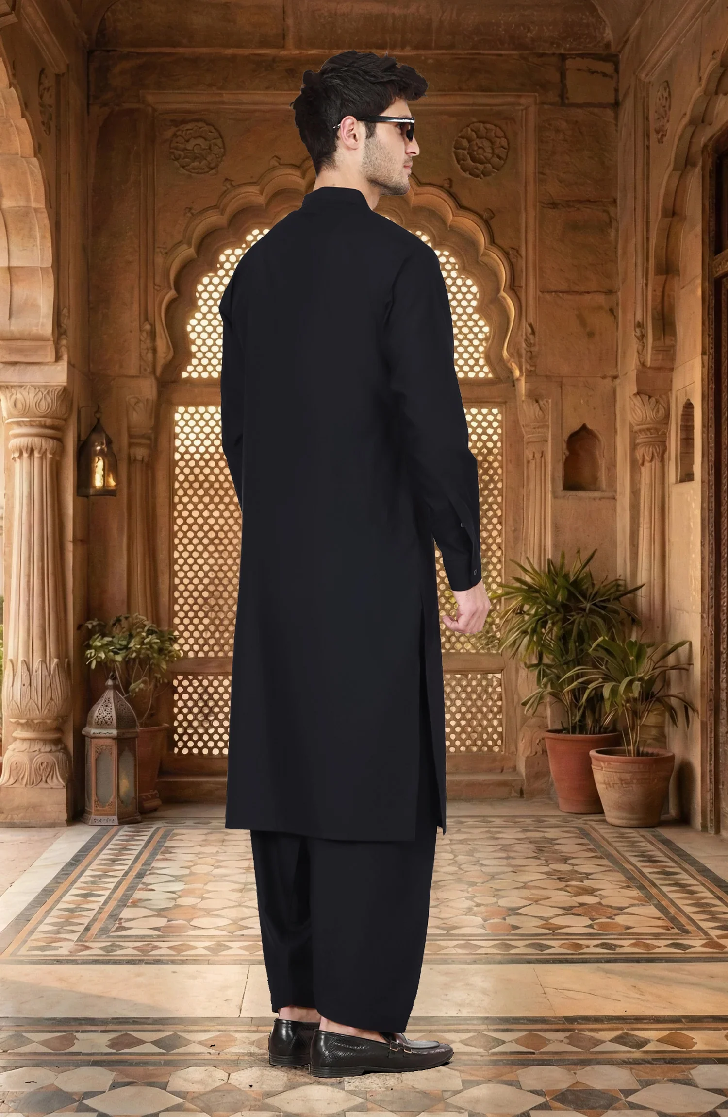 NAVY BLENDED KAMEEZ SHALWAR - Image 4