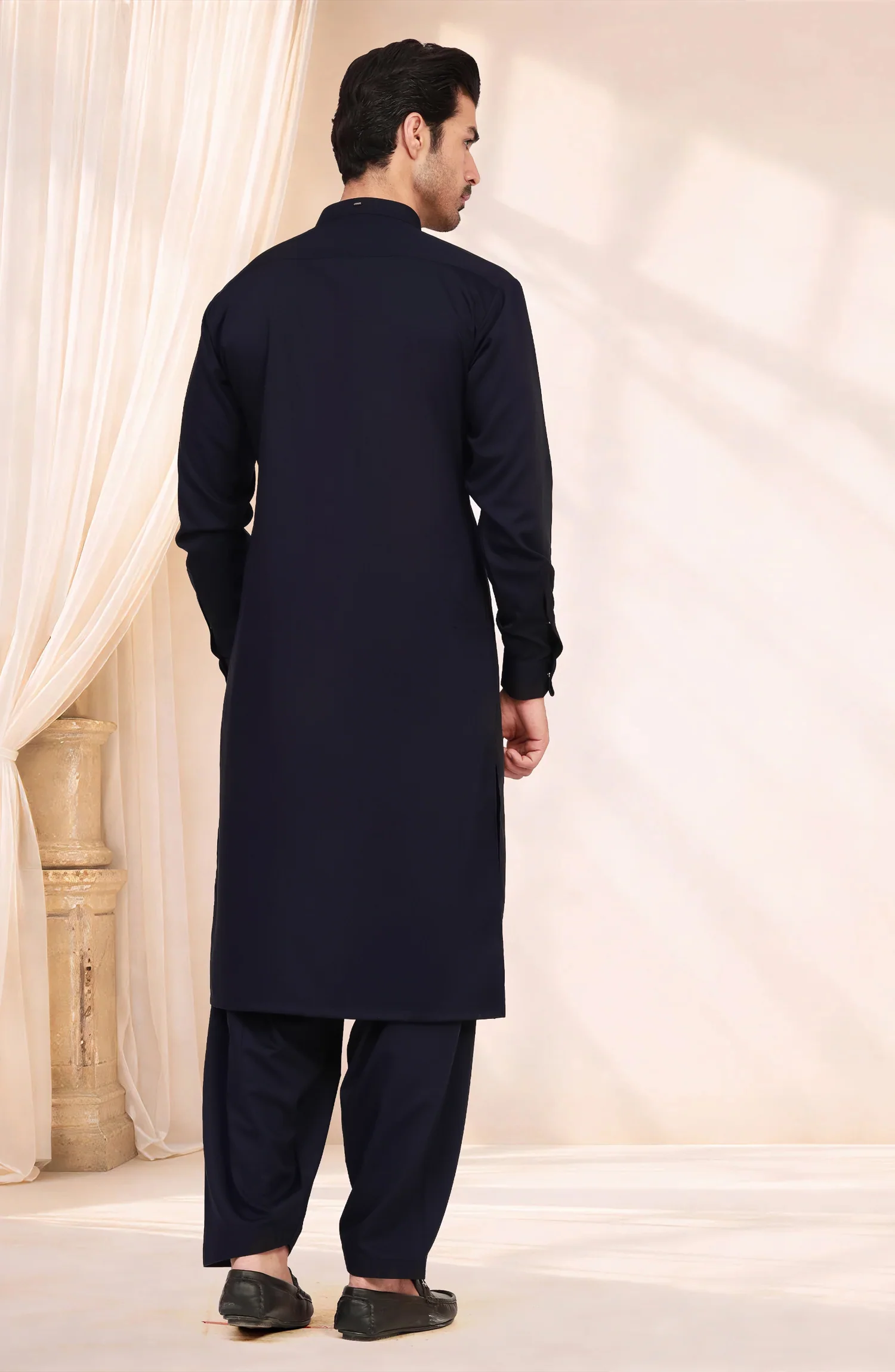 NAVY BLENDED KAMEEZ SHALWAR - Image 4