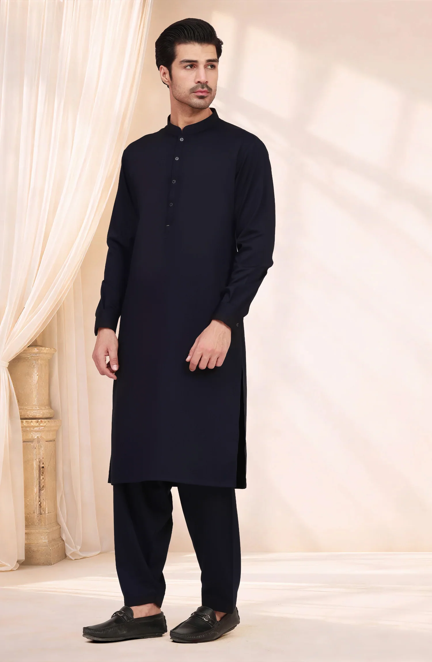 NAVY BLENDED KAMEEZ SHALWAR - Image 6