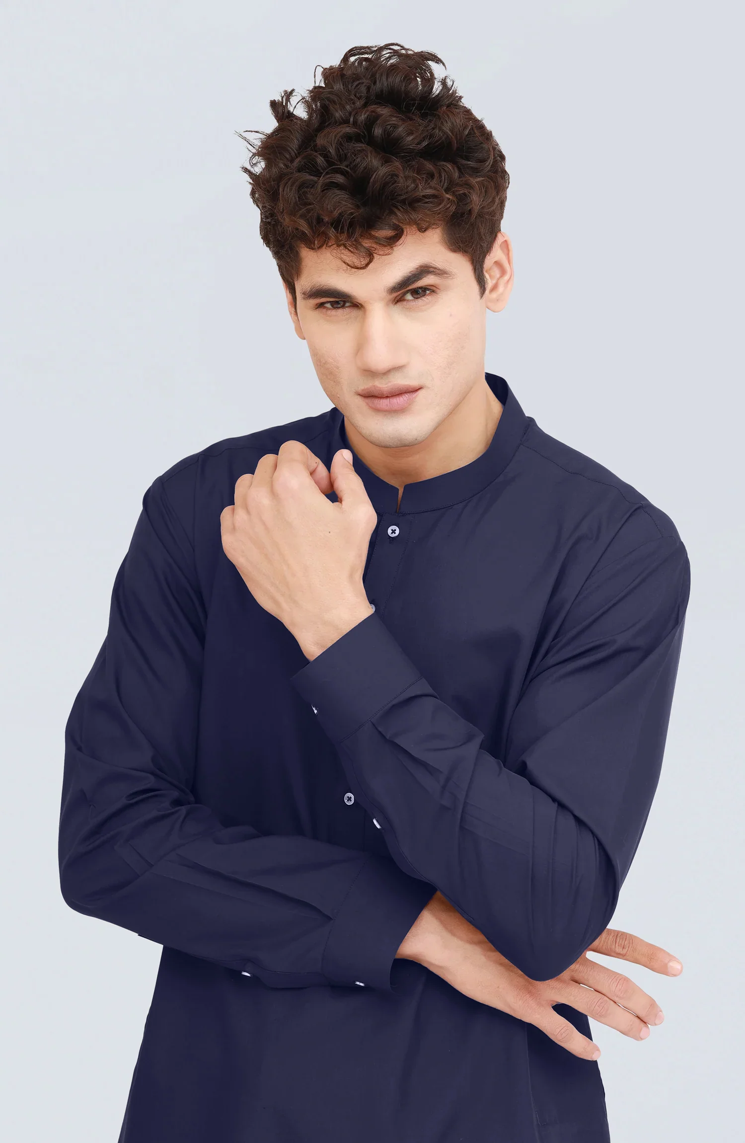 NAVY BLENDED KAMEEZ SHALWAR - Image 2