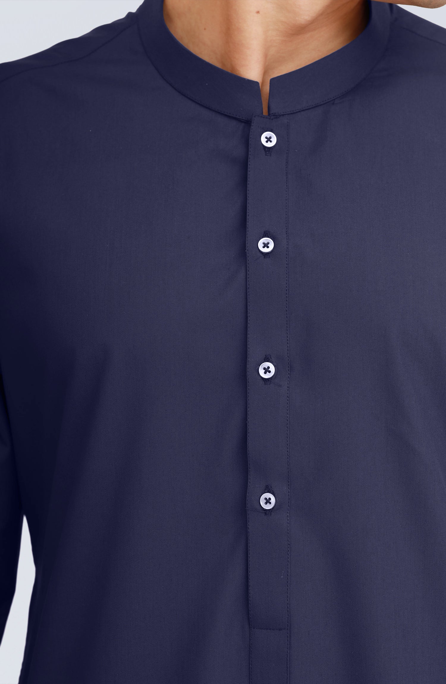 NAVY BLENDED KAMEEZ SHALWAR - Image 4