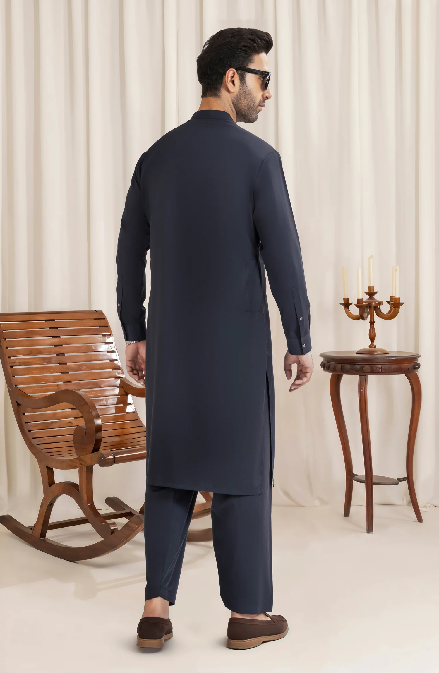NAVY BLENDED KAMEEZ SHALWAR - Image 5