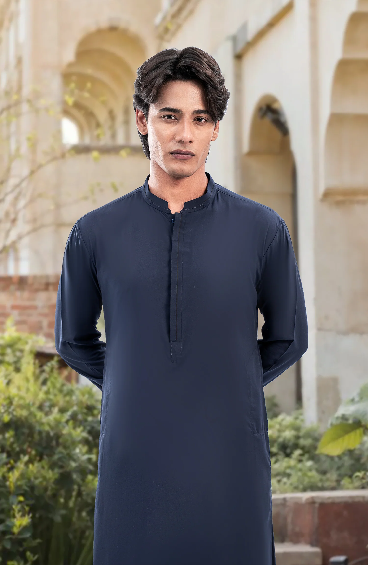 NAVY BLENDED KAMEEZ SHALWAR - Image 2