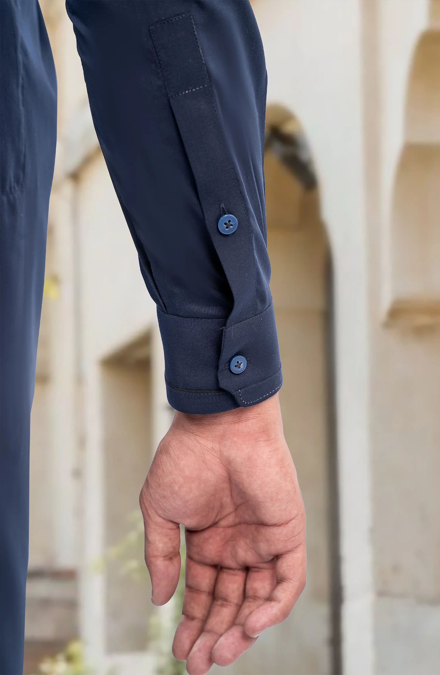 NAVY BLENDED KAMEEZ SHALWAR - Image 4