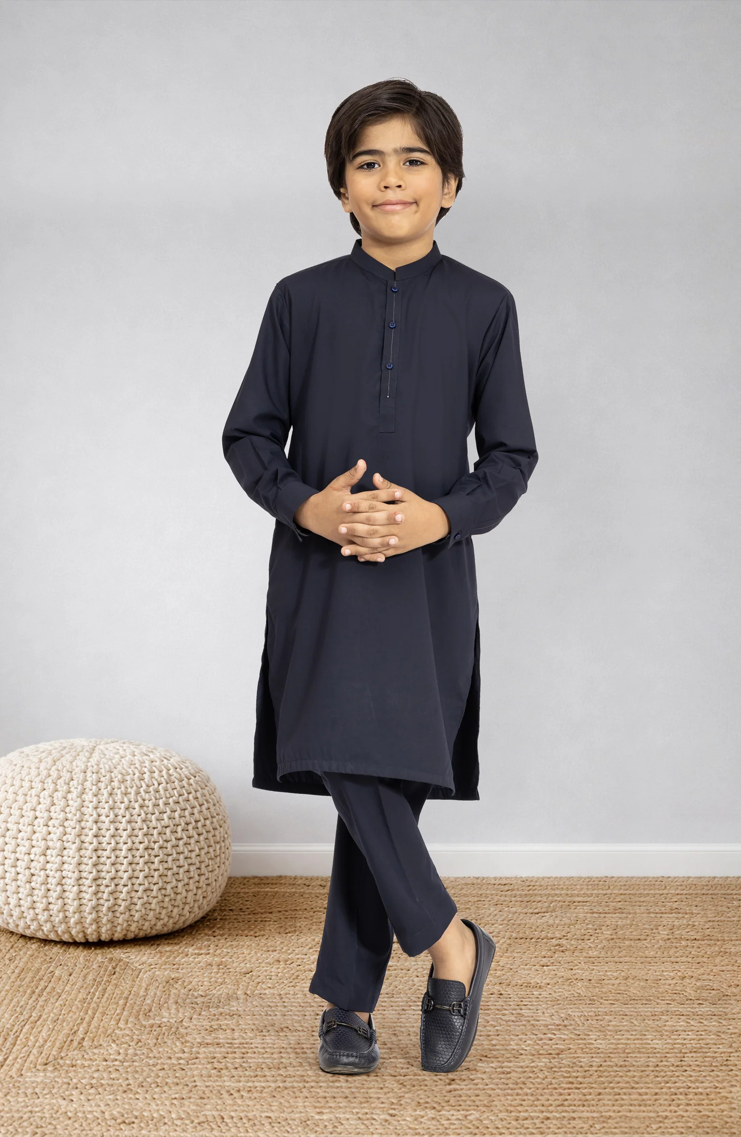 NAVY BLENDED KURTA PYJAMA