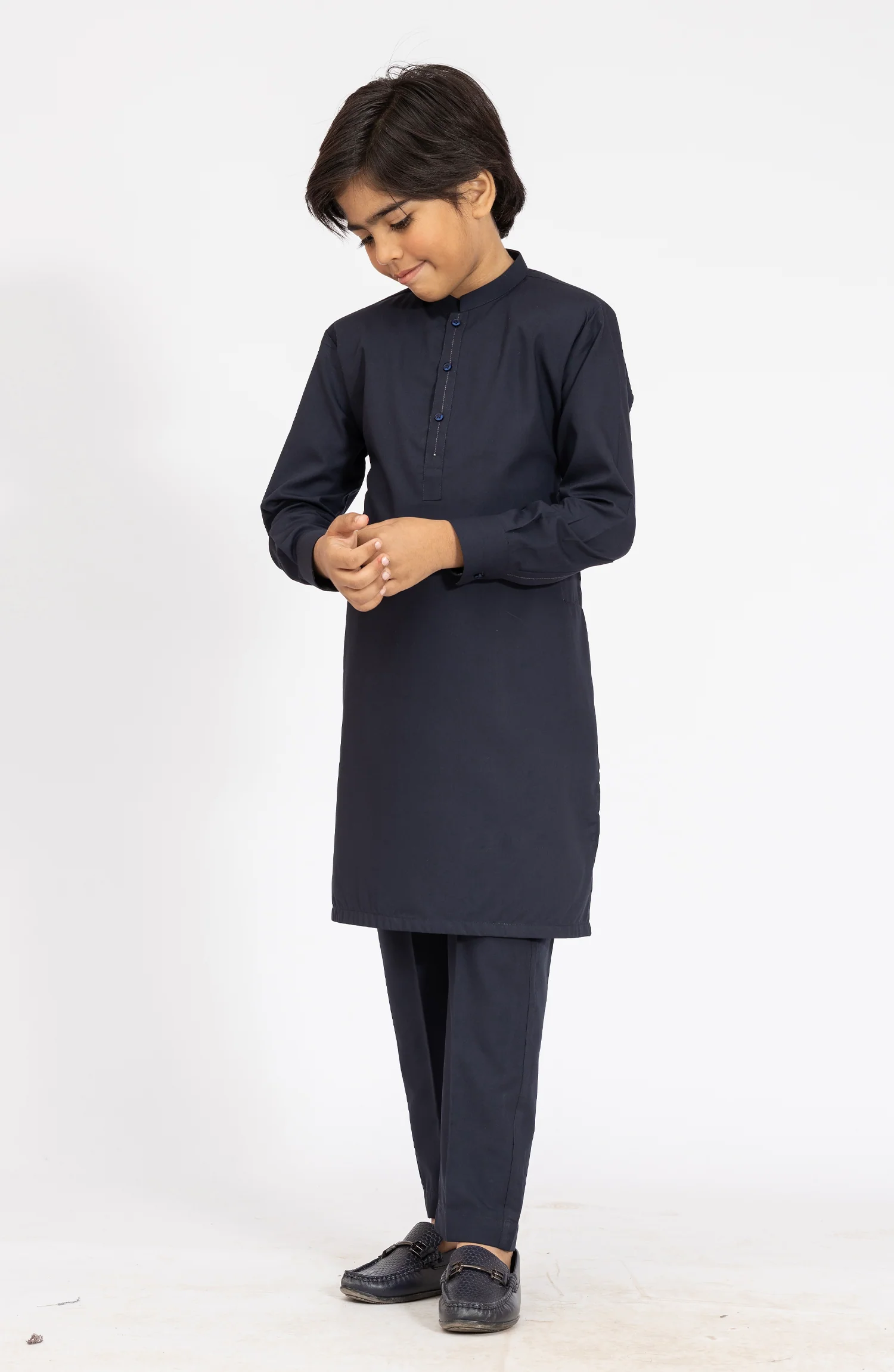 NAVY BLENDED KURTA PYJAMA - Image 8