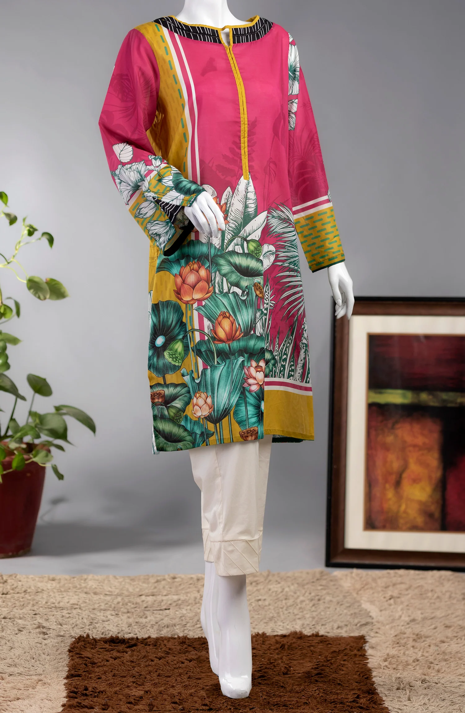 NIGHT BLOOMER LAWN PRINTED 1PC KURTI STITCHED - Image 3