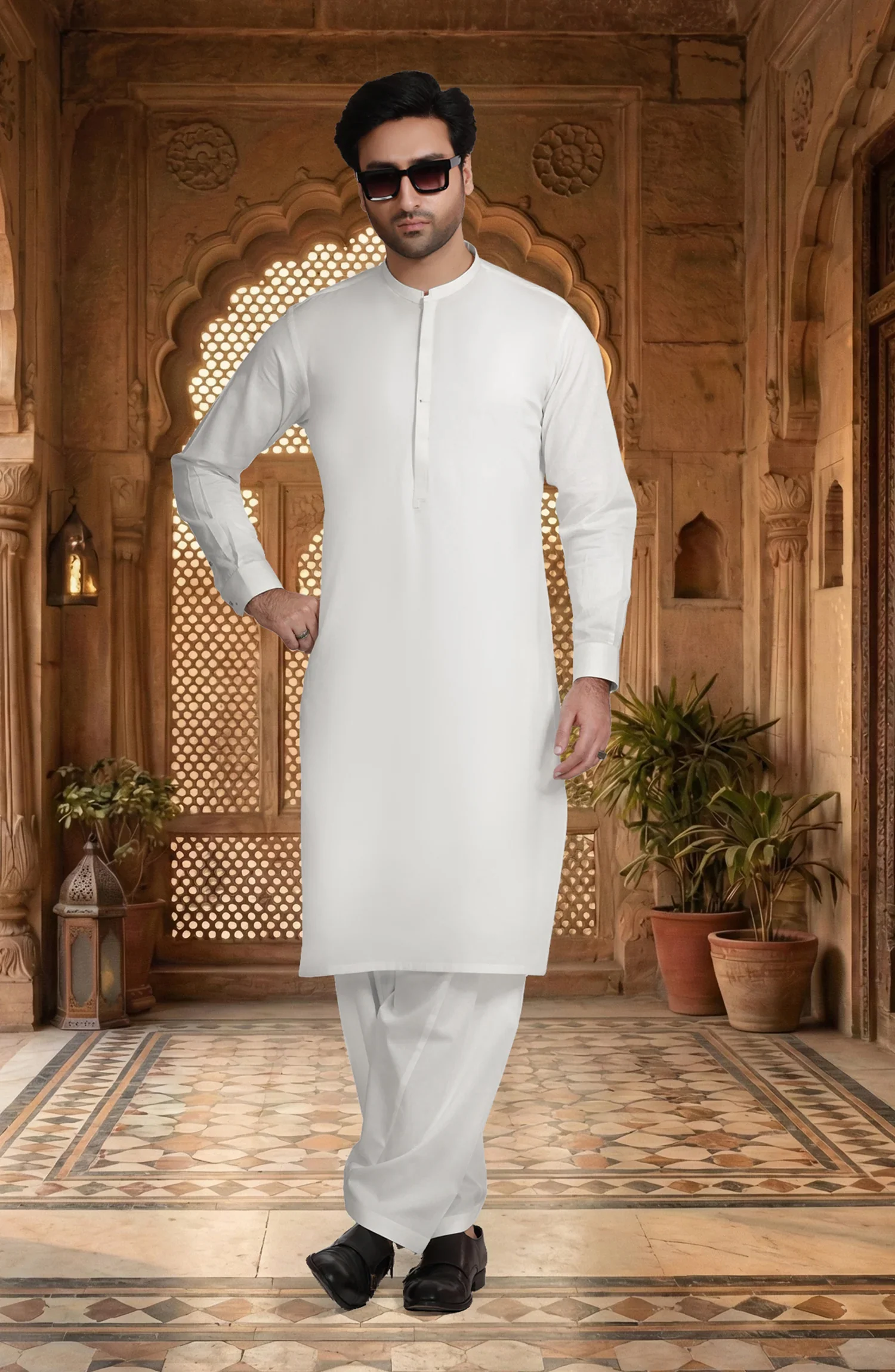 OFF WHITE 100% COTTON KAMEEZ SHALWAR
