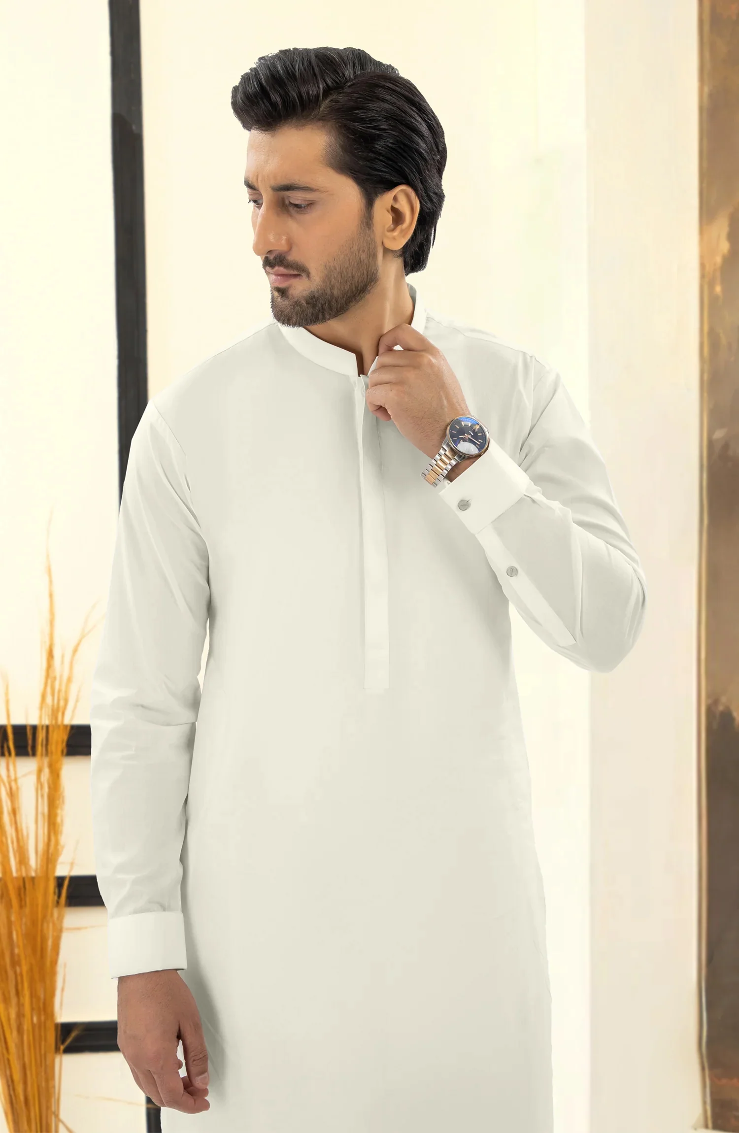 OFF WHITE 100% COTTON KAMEEZ SHALWAR - Image 2