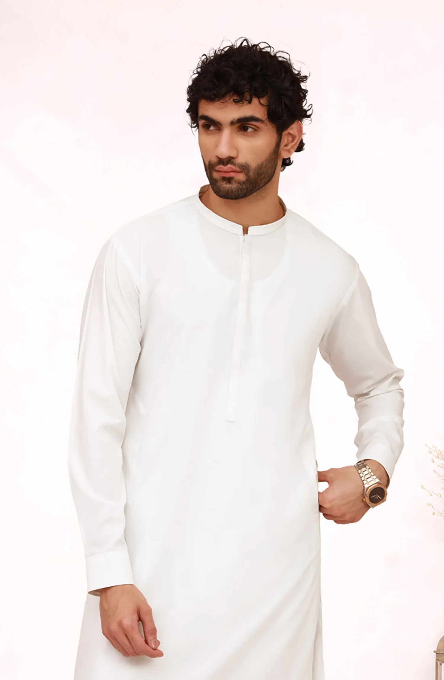 OFF-WHITE BLENDED EMBROIDERED KAMEEZ SHALWAR - Image 2