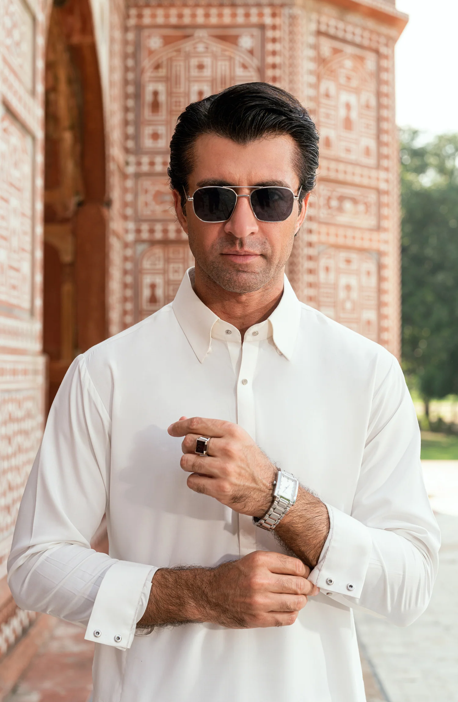 OFF-WHITE BLENDED KAMEEZ SHALWAR - Image 6