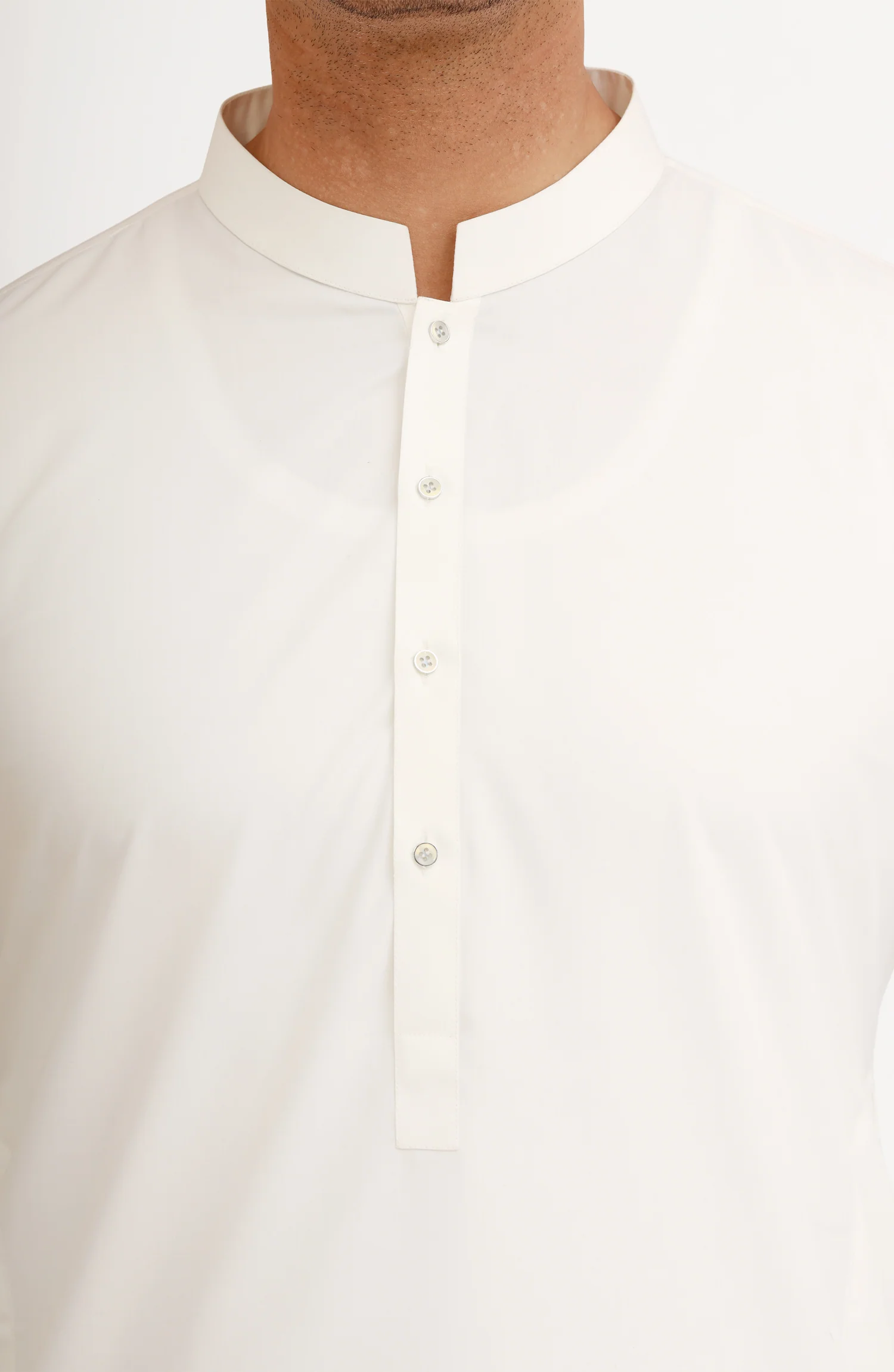 OFF WHITE BLENDED KAMEEZ SHALWAR - Image 11