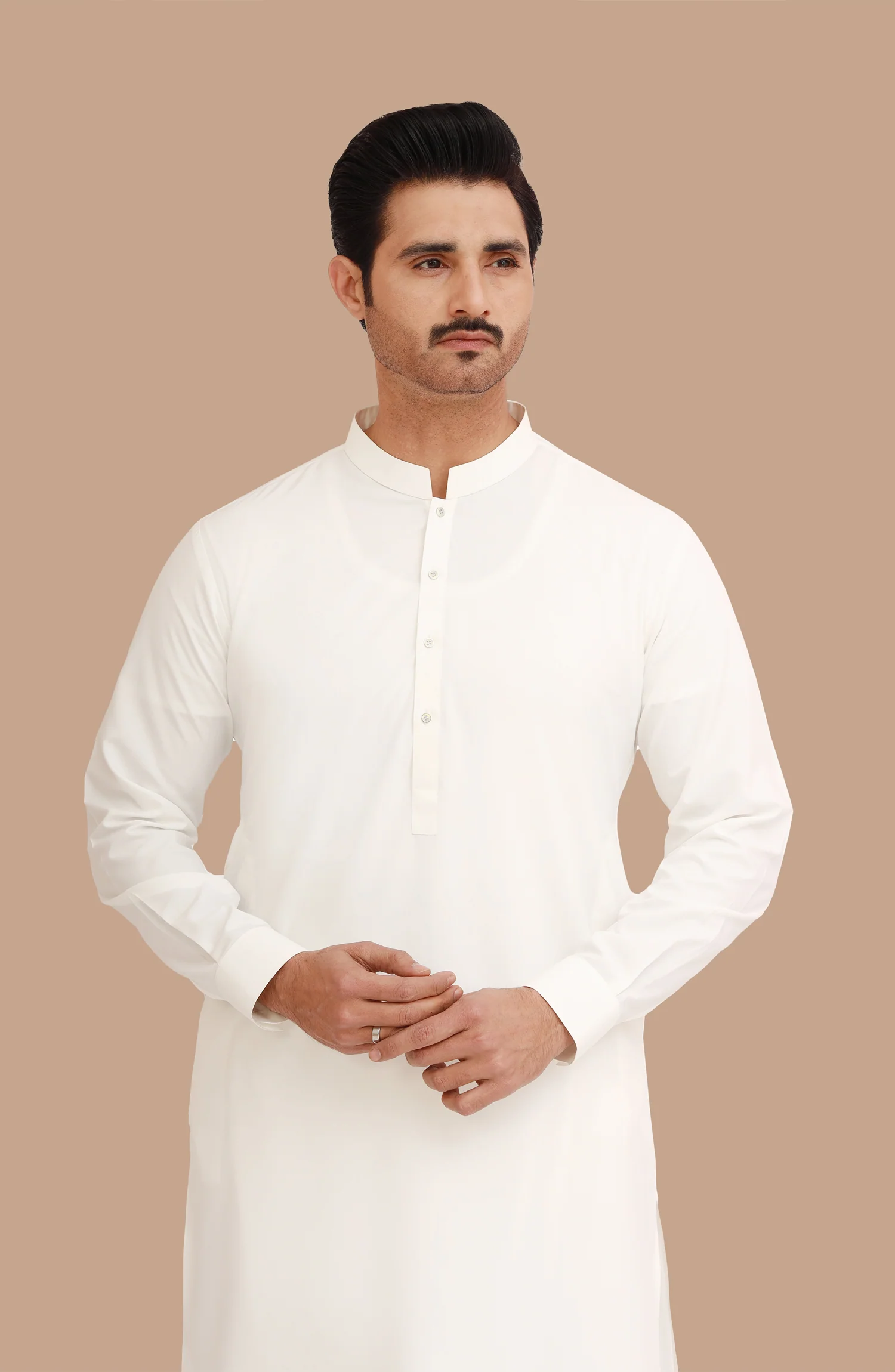 OFF WHITE BLENDED KAMEEZ SHALWAR - Image 2