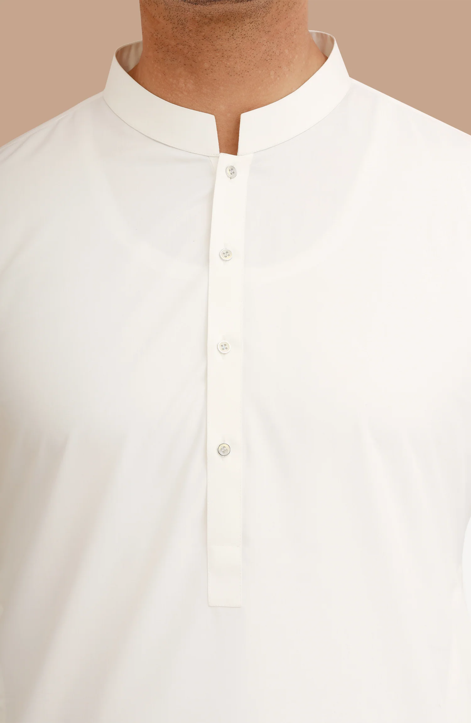 OFF WHITE BLENDED KAMEEZ SHALWAR - Image 3