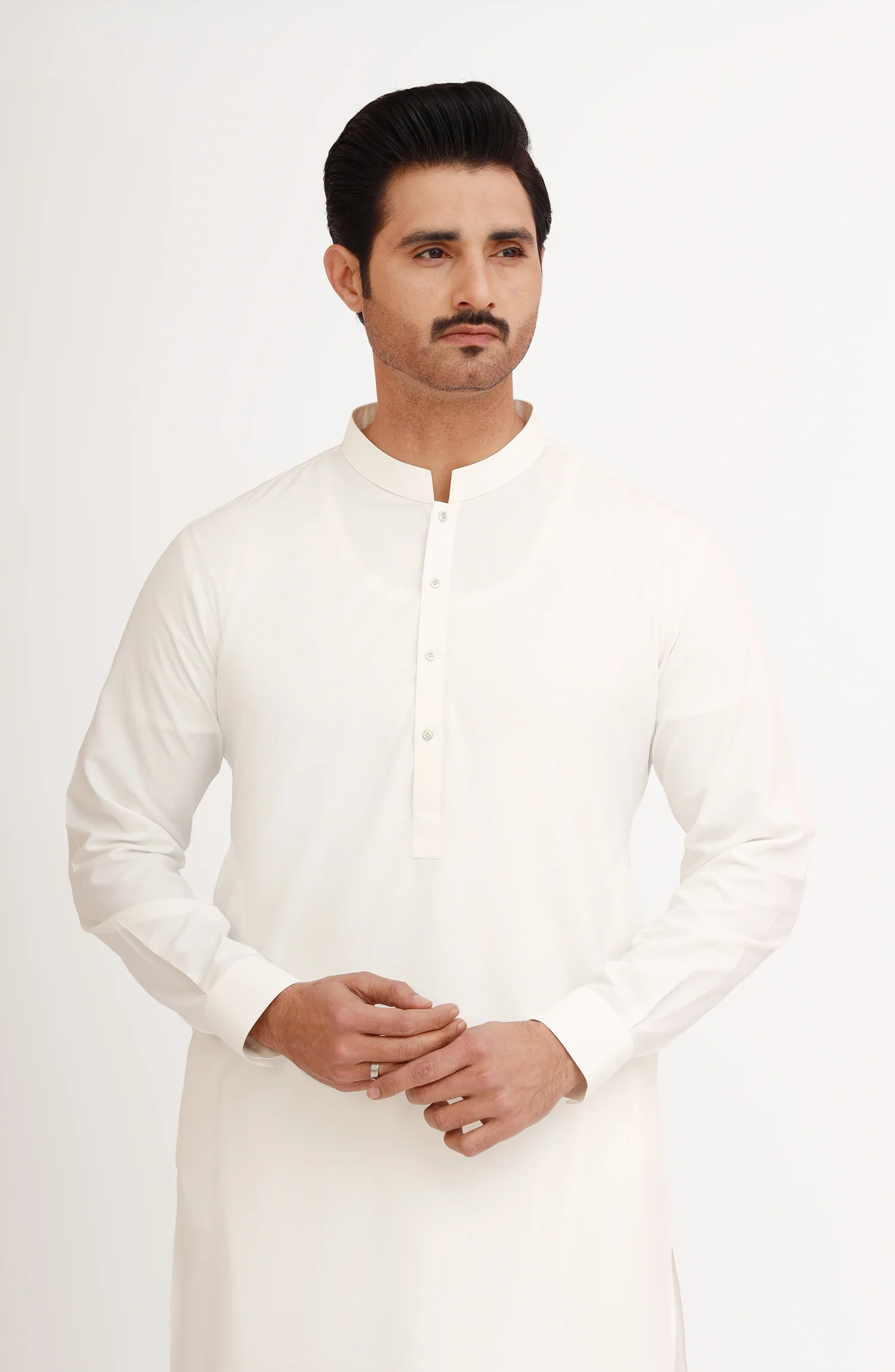 OFF WHITE BLENDED KAMEEZ SHALWAR - Image 7