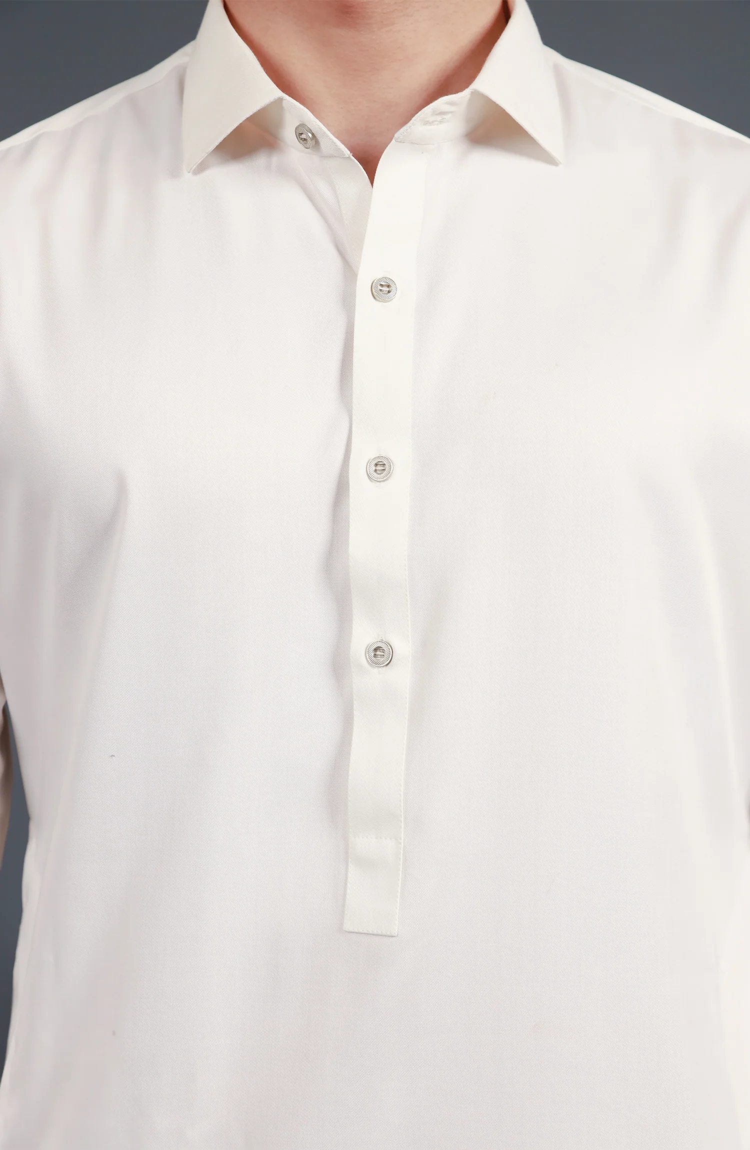 OFF WHITE BLENDED KAMEEZ SHALWAR - Image 3