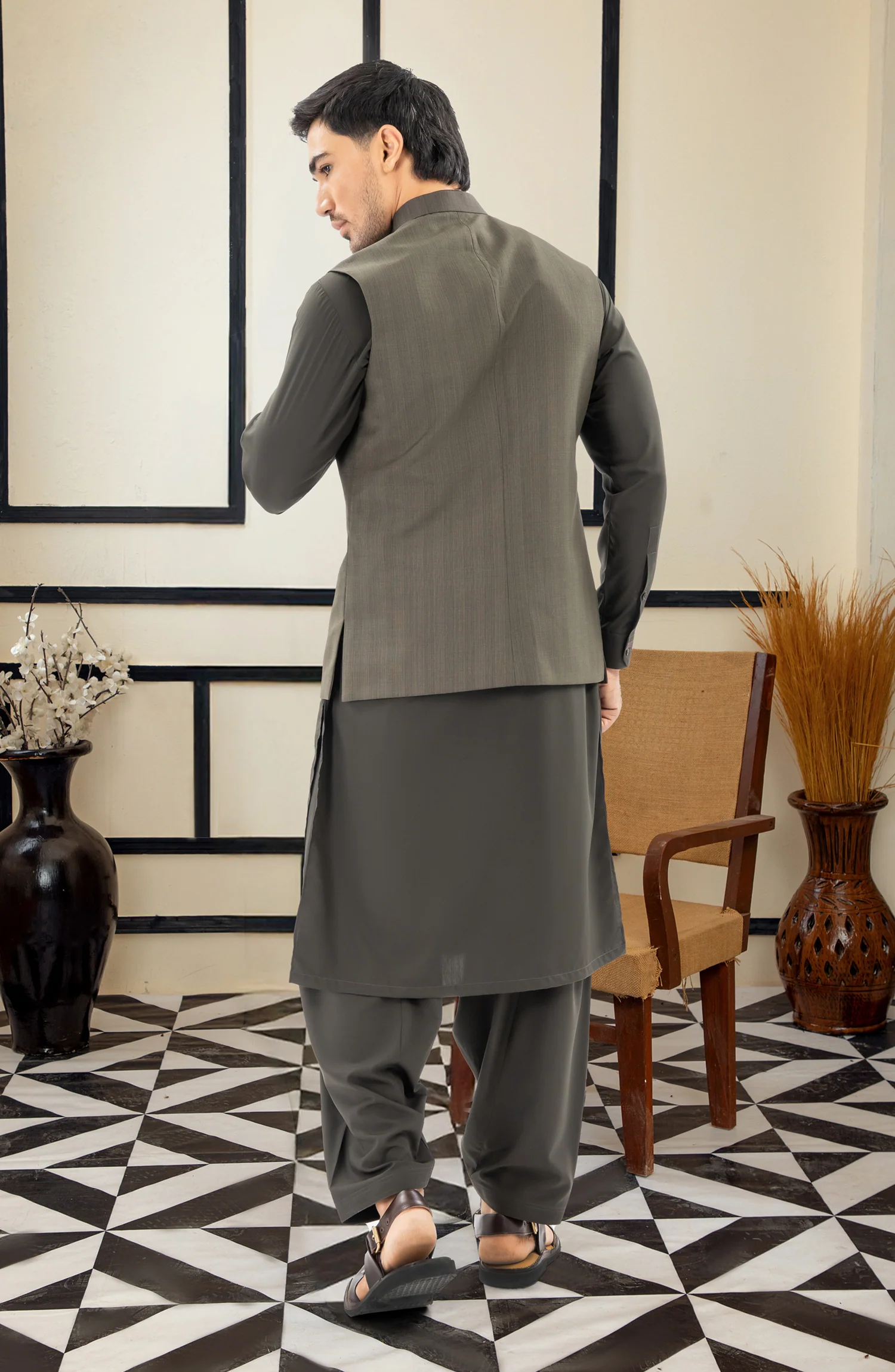 OLIVE BLENDED WAISTCOAT - Image 4