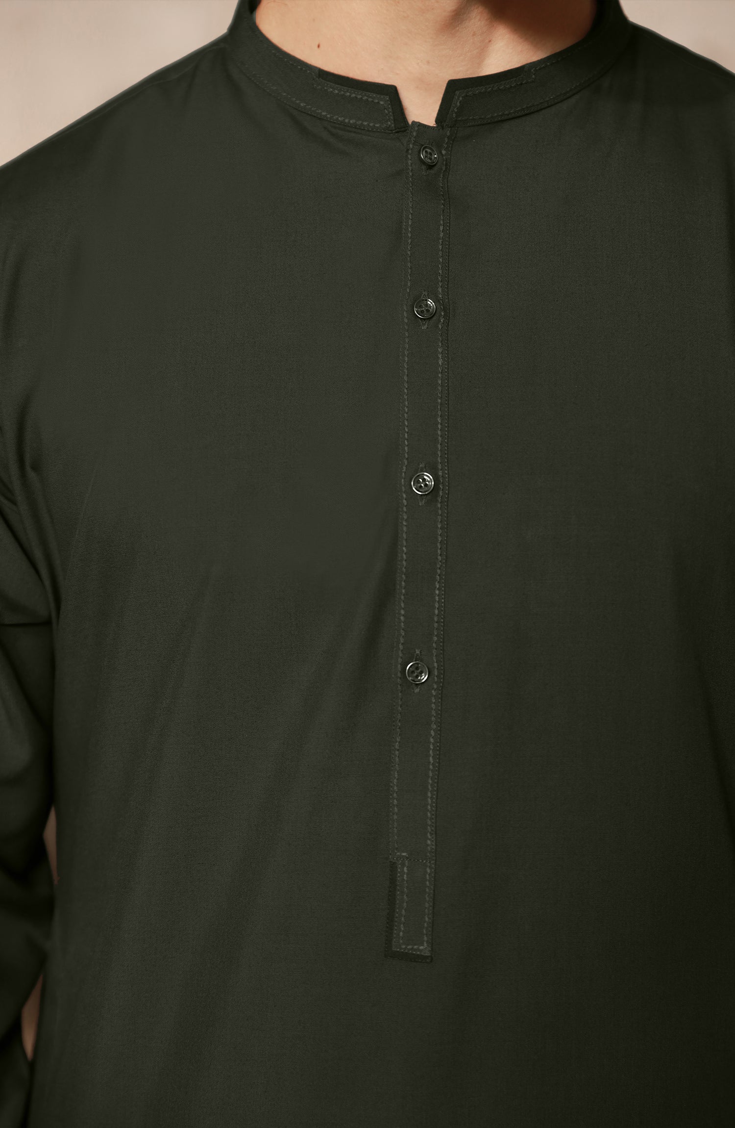 OLIVE GREEN BLENDED KAMEEZ SHALWAR - Image 2