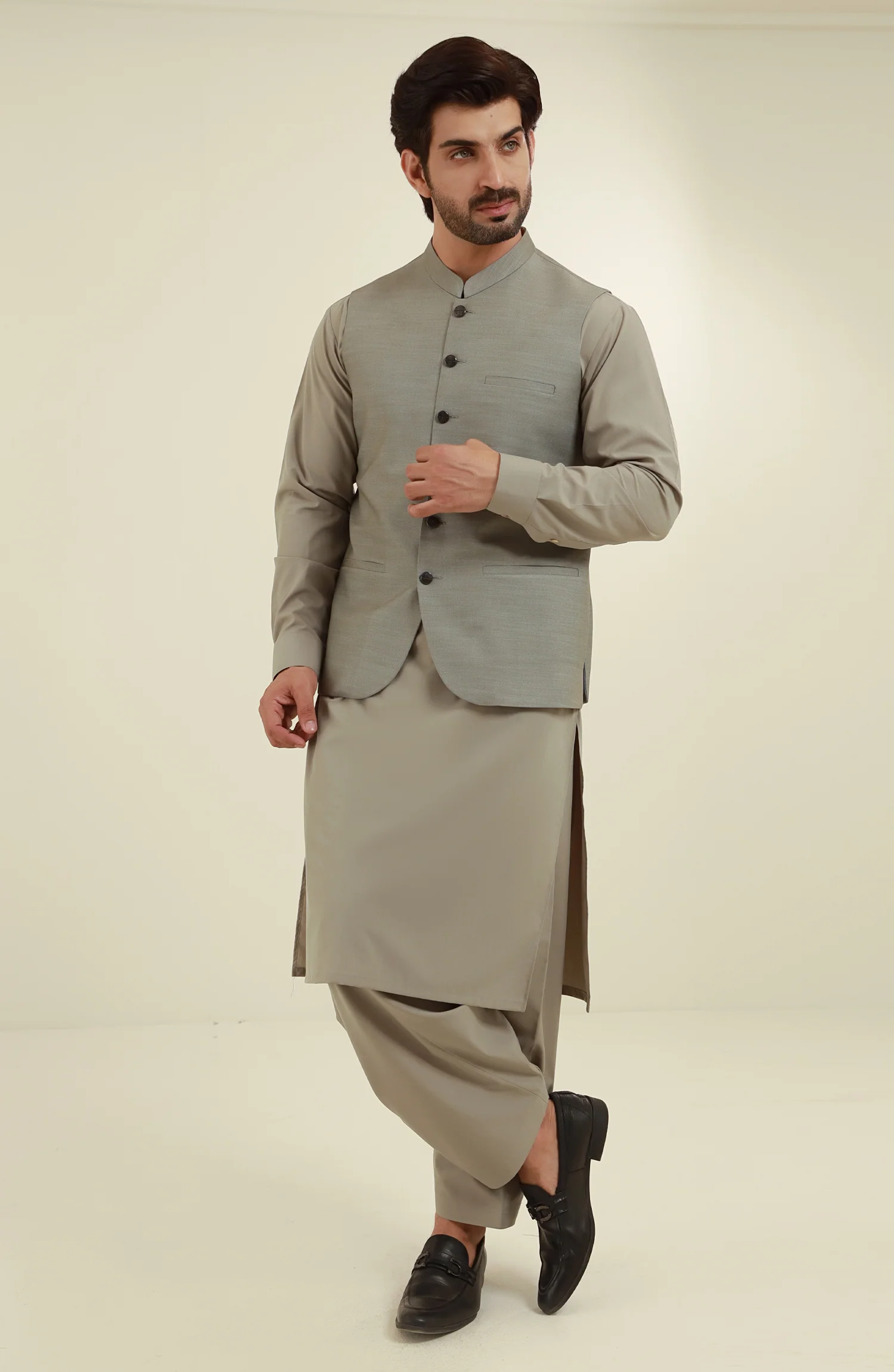 OLIVE GREEN BLENDED WAISTCOAT