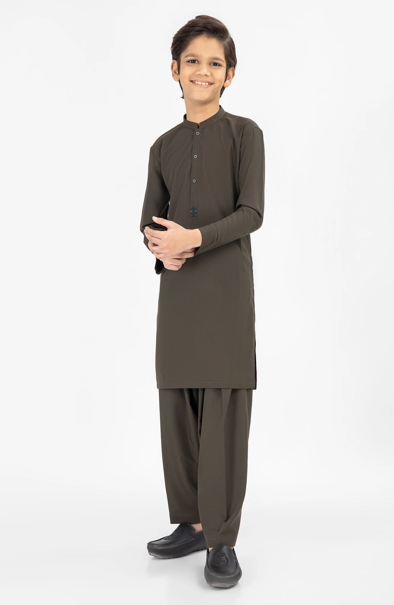 OLIVE GREEN CASUAL KAMEEZ SHALWAR - Image 5